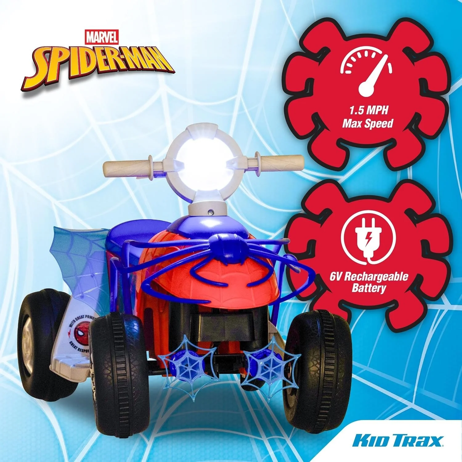 Spider-Man Toddler Electric Quad, 6V Power, 44 lbs Weight Limit - Image 7