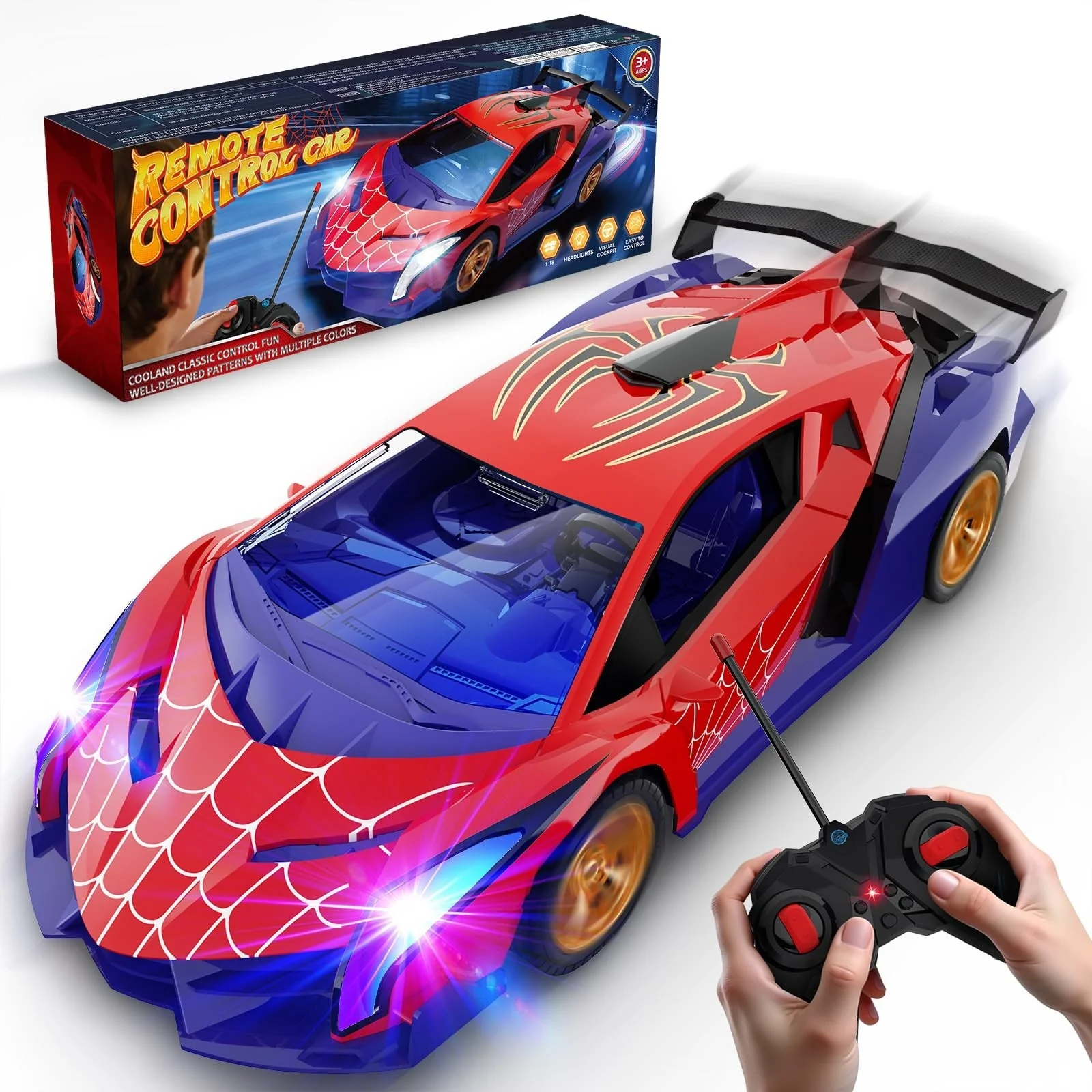 Multicolor Flashing Light Spider Drift RC Car