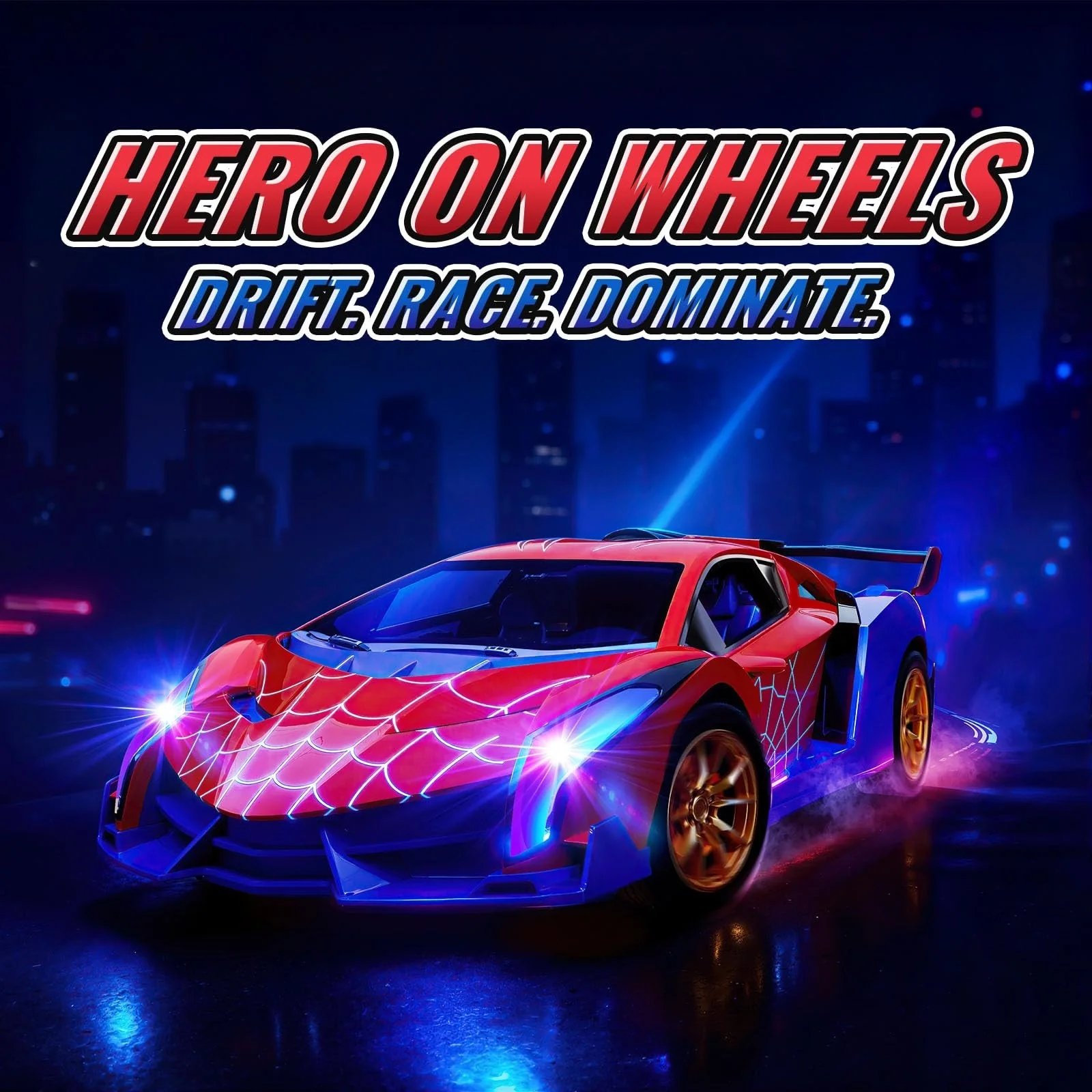Multicolor Flashing Light Spider Drift RC Car - Image 2