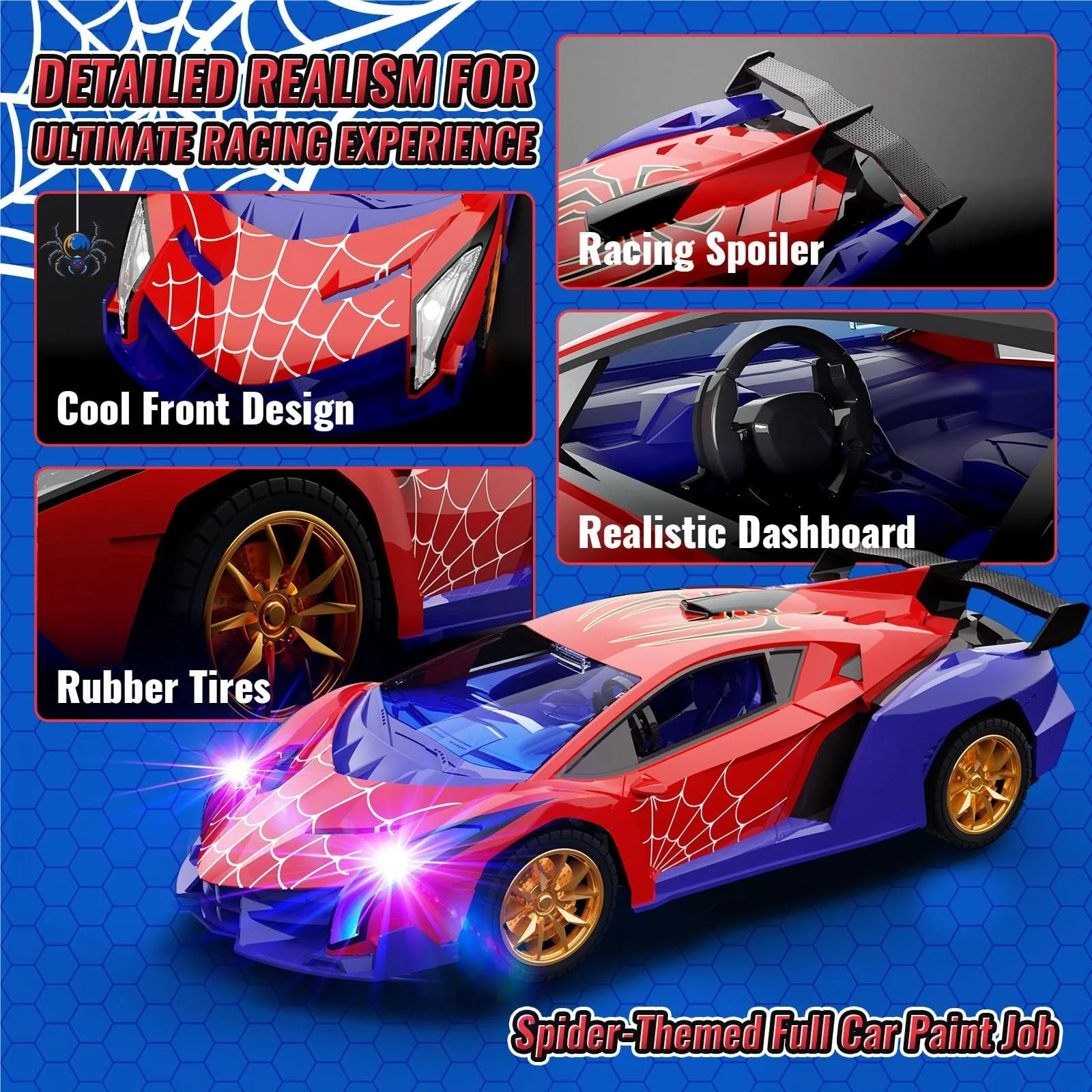 Multicolor Flashing Light Spider Drift RC Car - Image 4