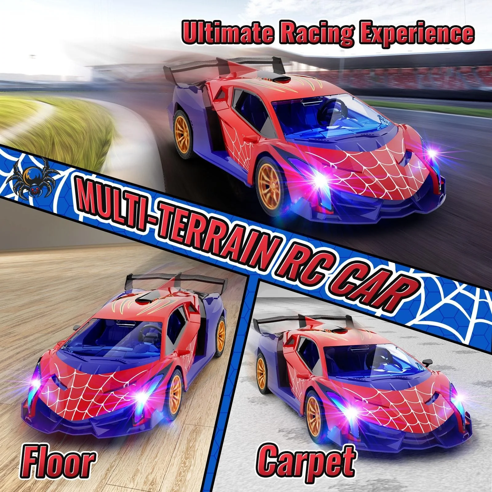 Multicolor Flashing Light Spider Drift RC Car - Image 5