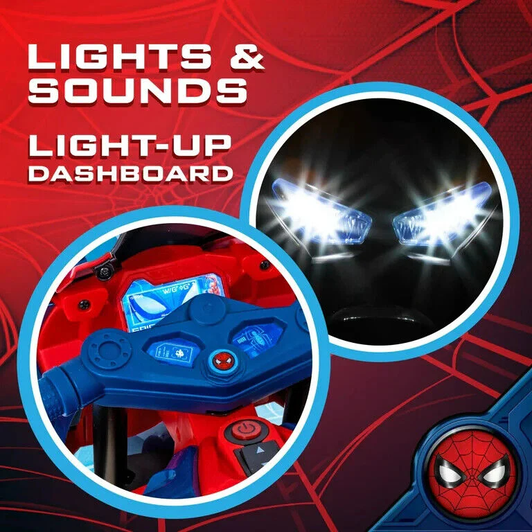 Spiderman 6V Motorcycle Ride On for Kids, Ages 3+, with Rechargeable Battery and 65lbs Weight Capacity - Image 3
