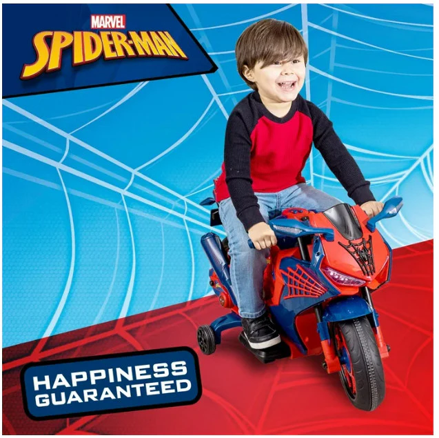 6V Spider-Man Ride-On Motorcycle Toy for Kids Ages 3+ with Rechargeable Battery - Image 7