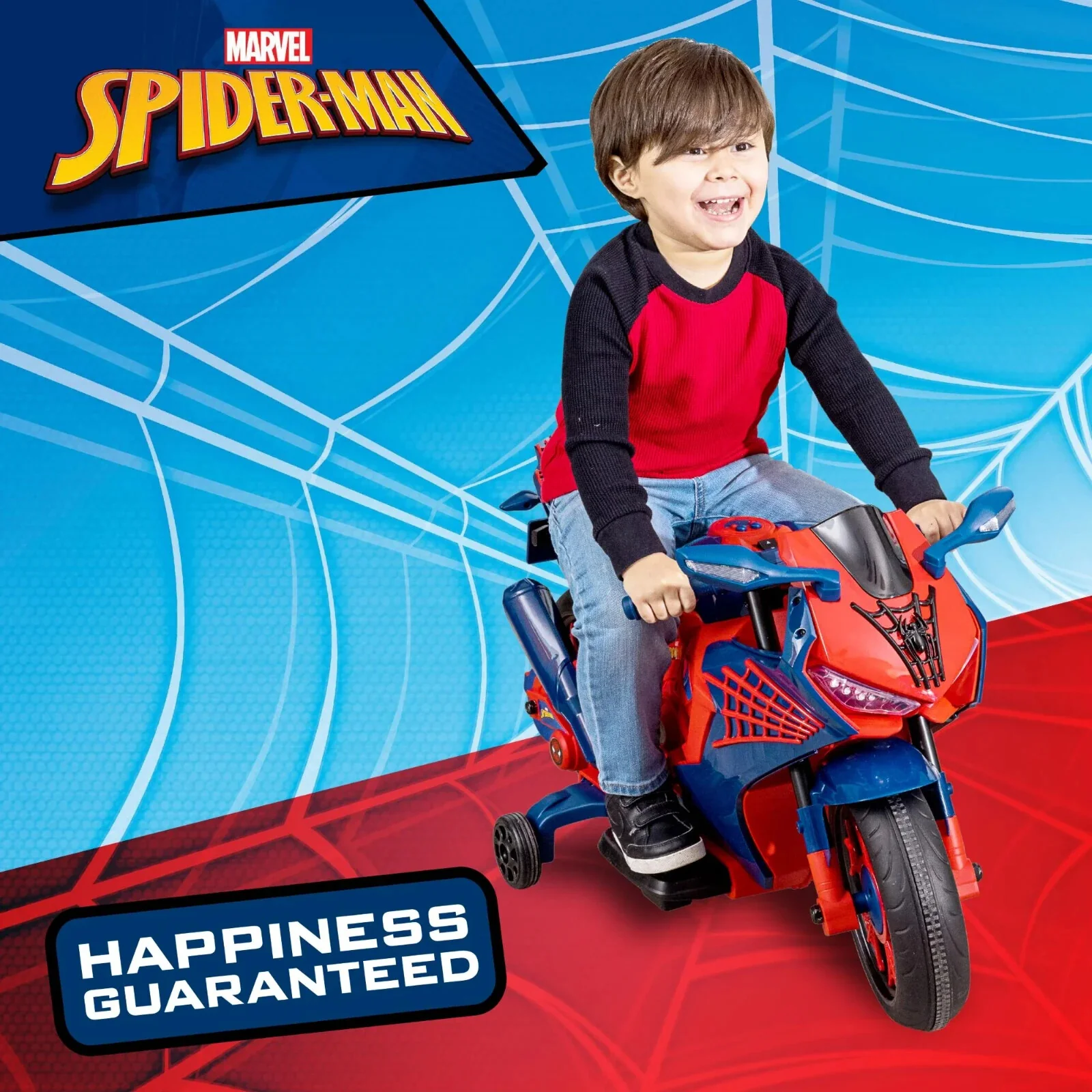 Spider-Man 6V Kids Ride-On Motorcycle with Lights, Sounds, and Training Wheels - Image 5