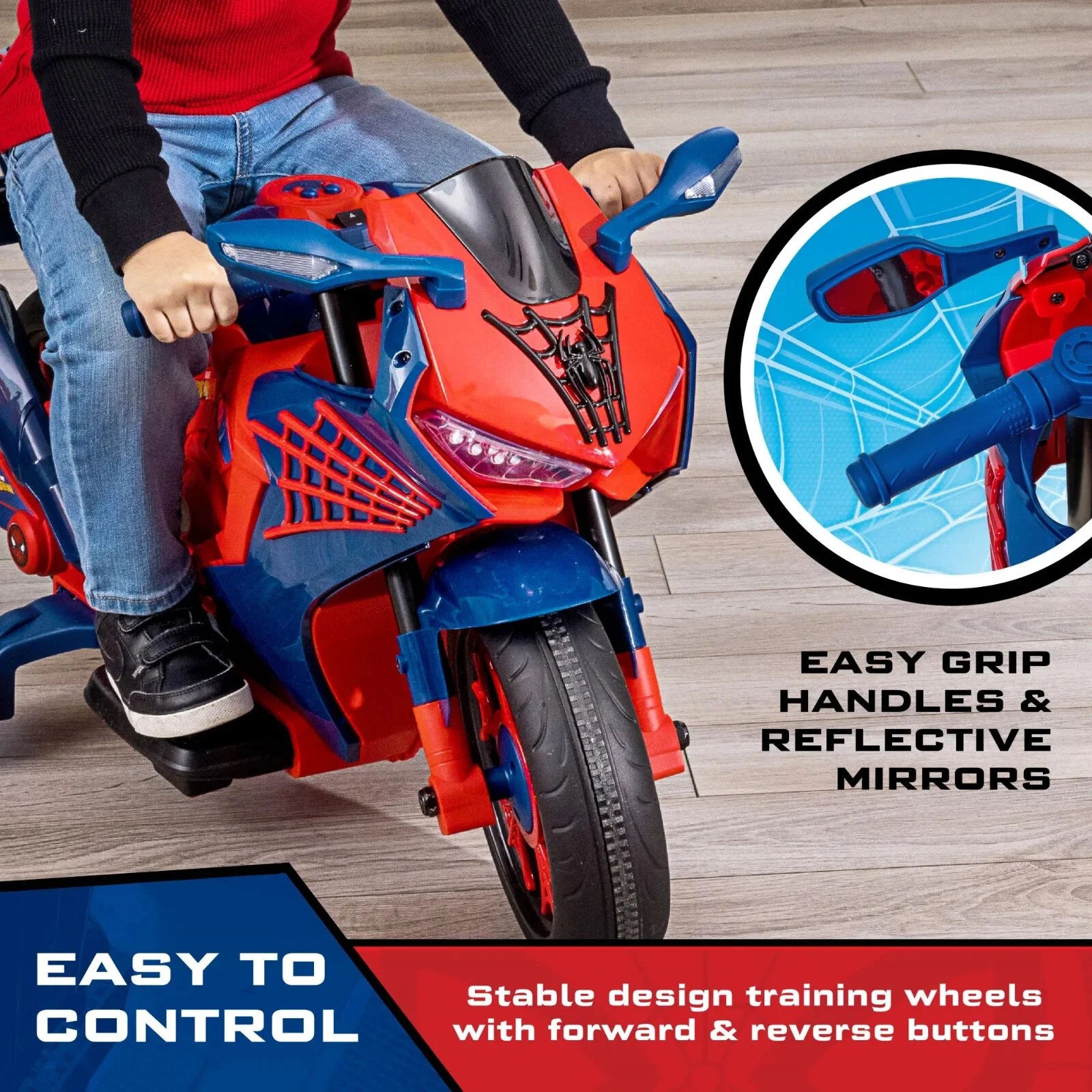 Spider-Man 6V Rechargeable Ride-On Motorcycle Toy for Kids Ages 3 and Up - Image 5