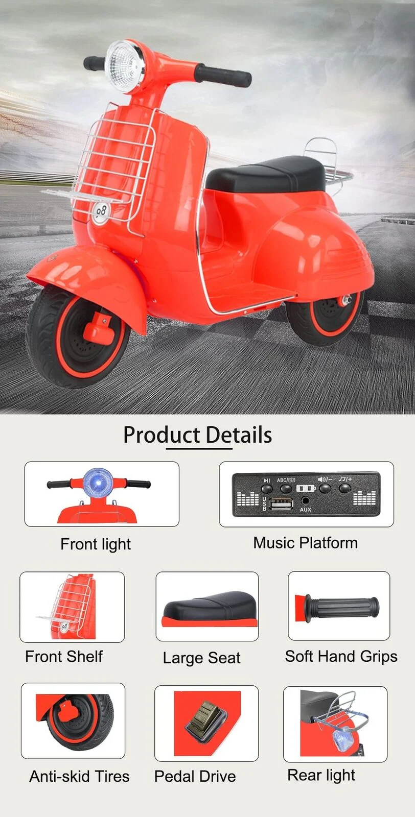 Stable 3-Wheel Electric Tricycle for Kids - Mestari Kids Ride-On Motorcycle with Slow Speed Control - Image 4