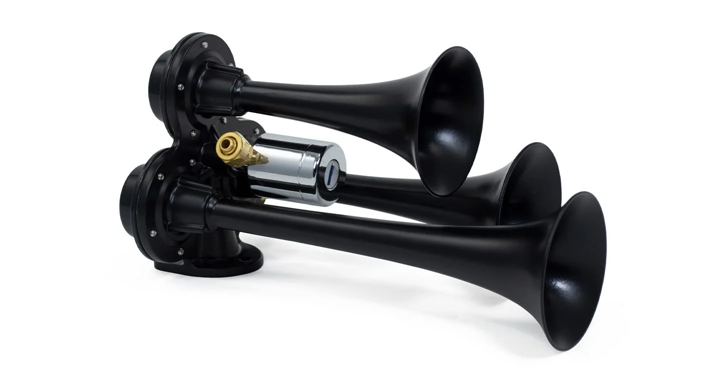 Stealth Black Caboose 12/24 Volt Air Horn with 3 Trumpets and Unique Tone - Image 10
