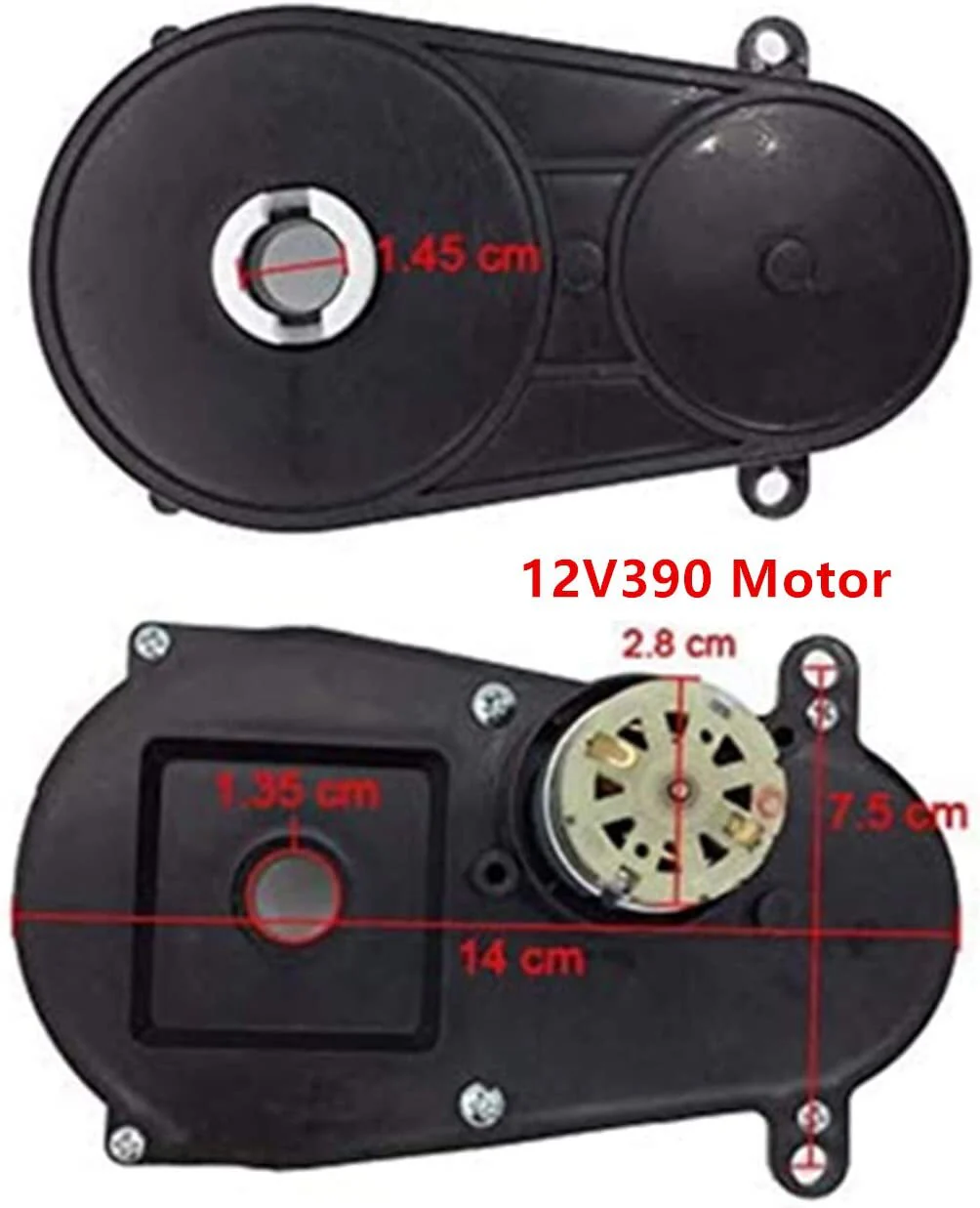 12V RS-390 Steering Gearbox Motor for Remote Control Ride-On Vehicles - Image 3