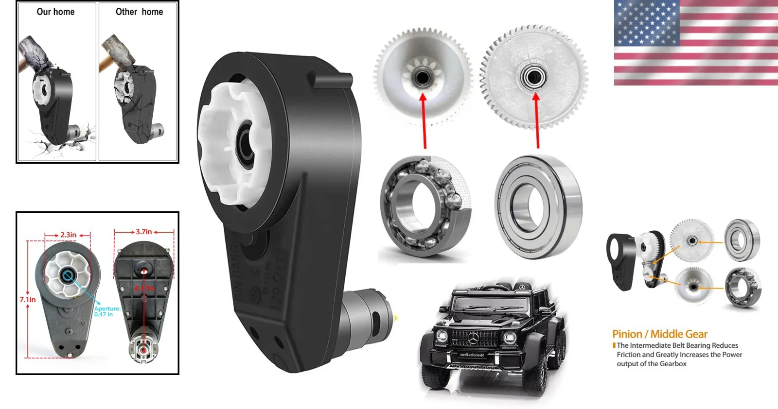 Powerful 12V 40000RPM Motor Gearbox for Improved Kids' Ride-On Toy Experience - Image 2