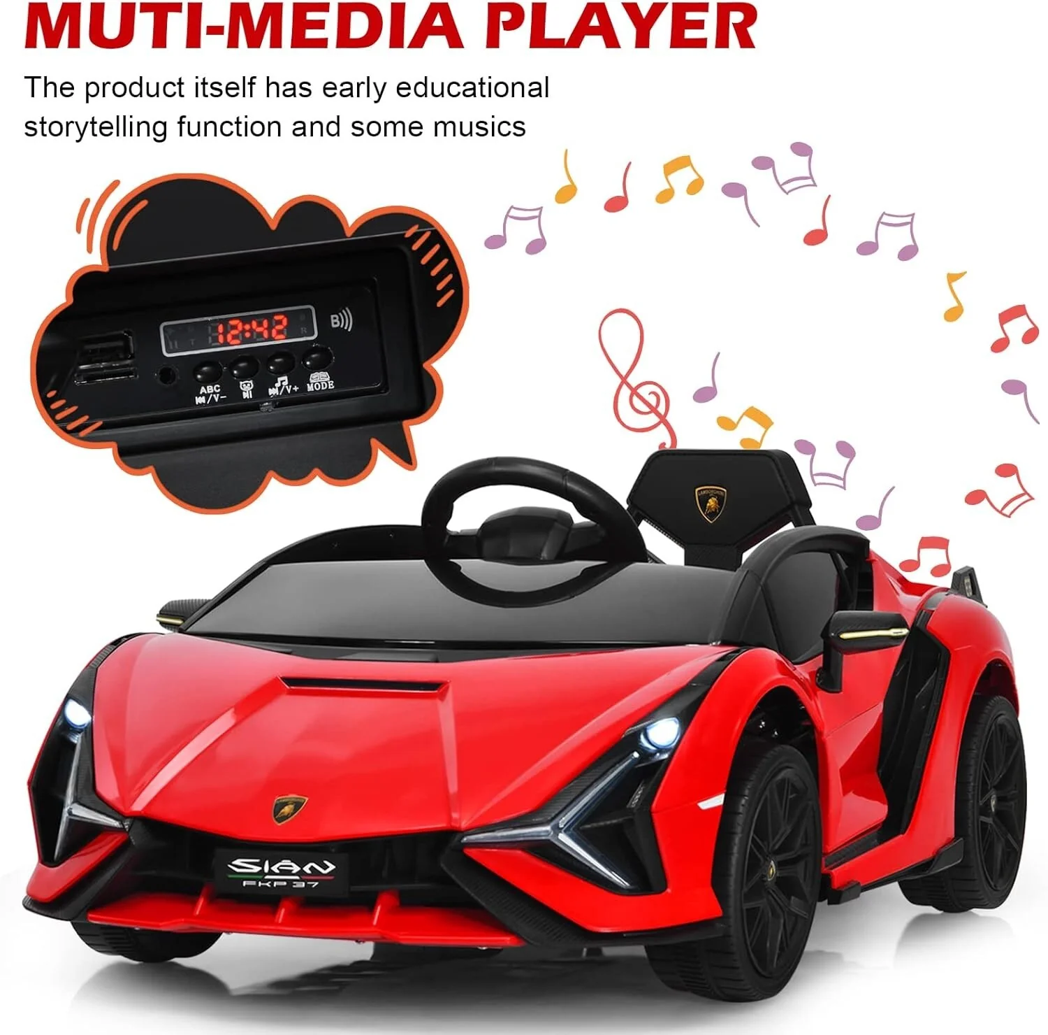 Licensed 12V Lamborghini Ride-On Car for Toddlers with Safety and Fun Features - Image 8