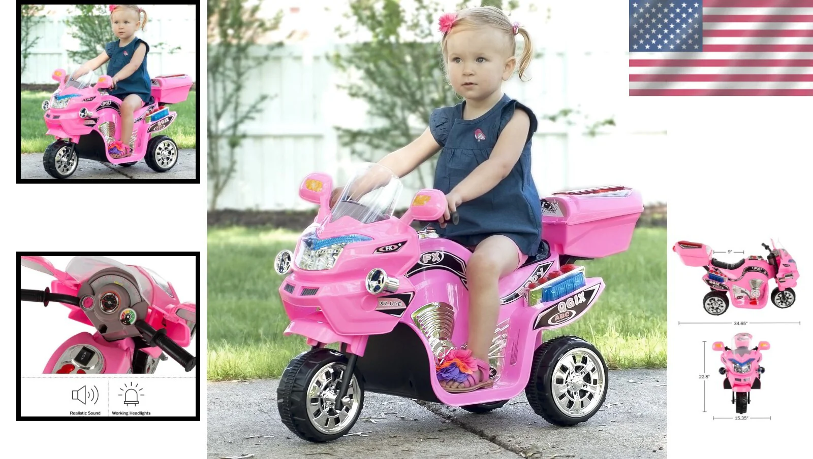 Pink 3-Wheel Electric Motorcycle for Kids with Fun Features - Image 2