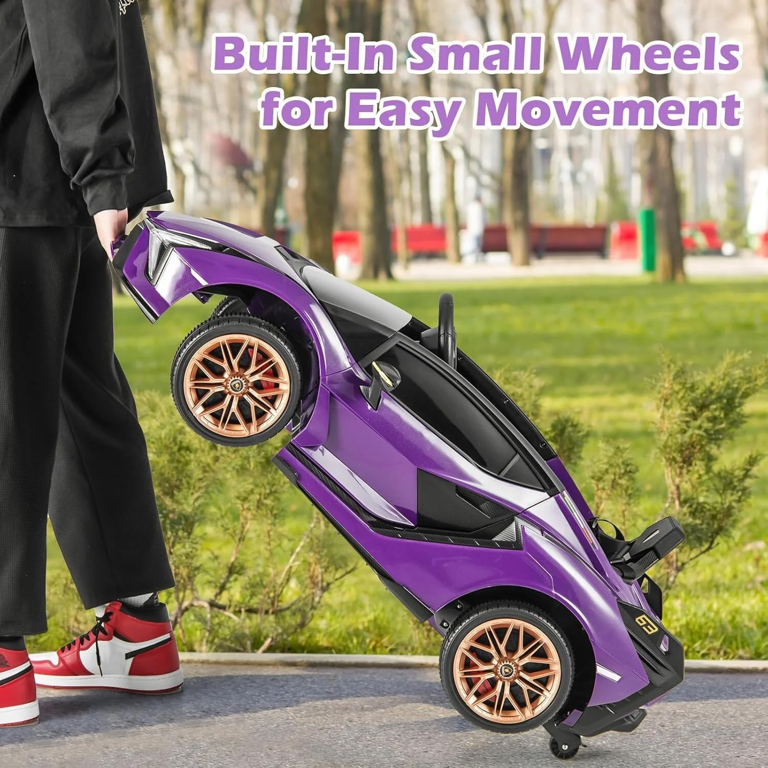 Purple Kids Remote Control Sports Car with Suspension and Sound Effects - Image 11