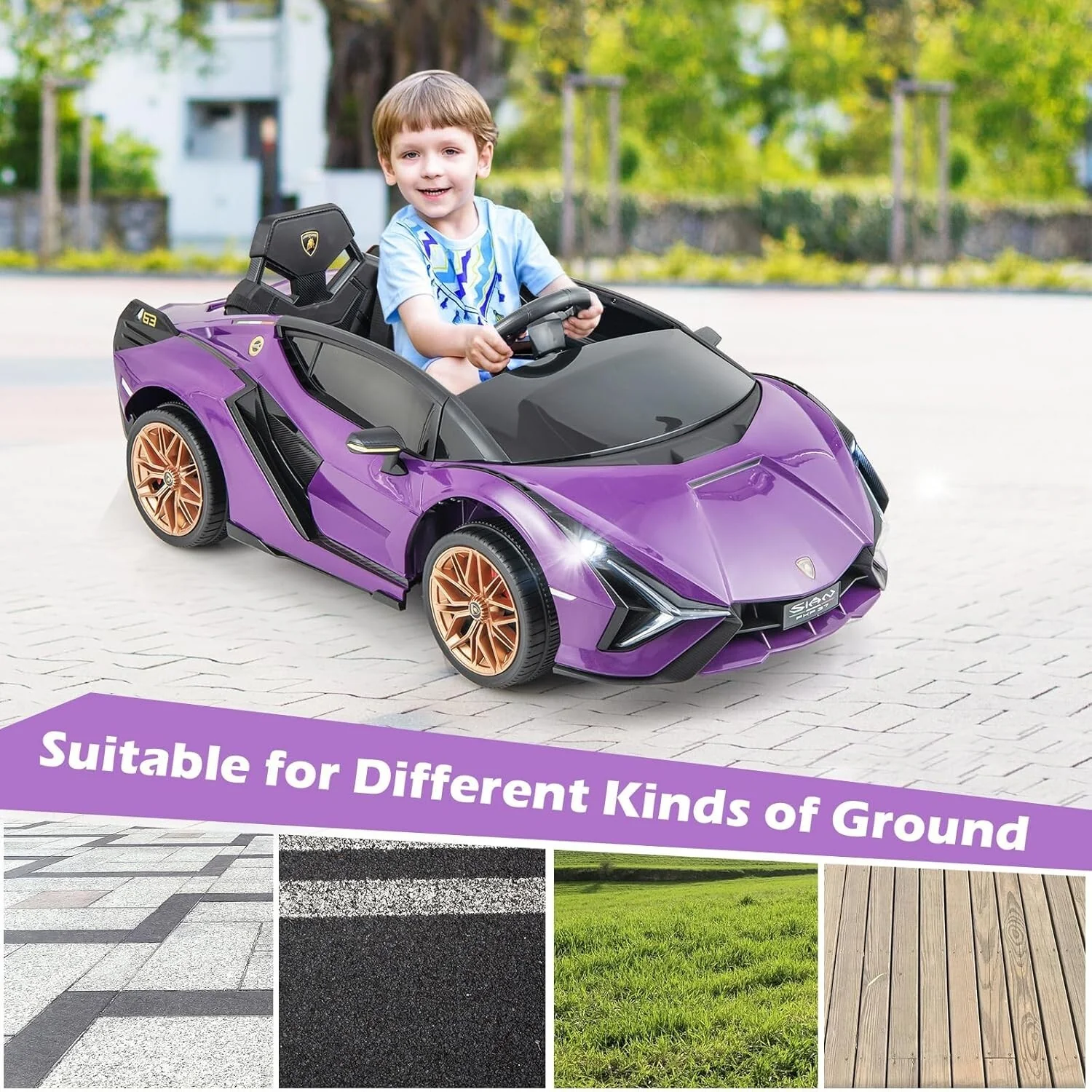 Purple Kids Remote Control Sports Car with Suspension and Sound Effects - Image 5