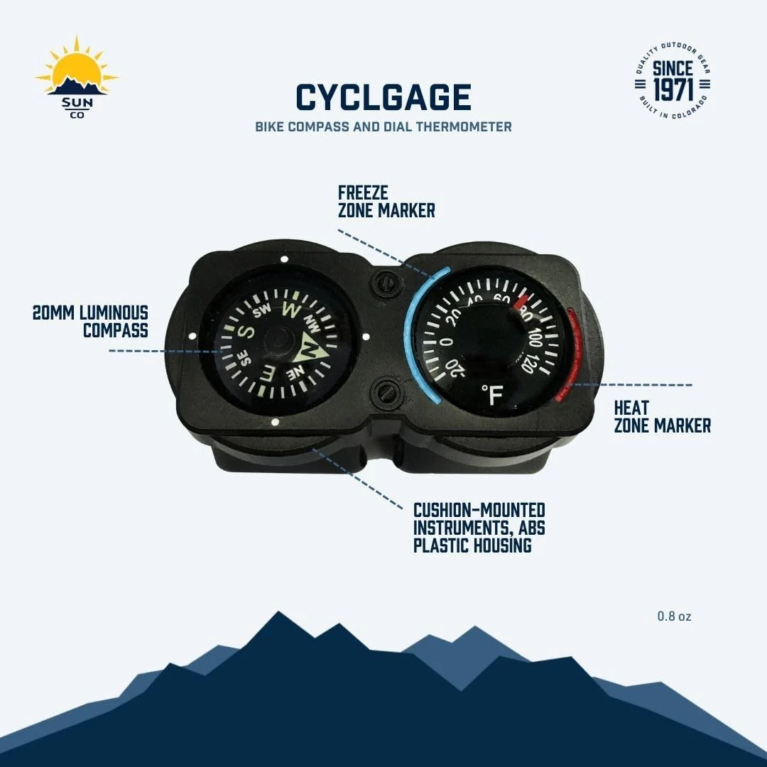 CyclGage Bike Thermometer and Compass for Handlebar Use - Image 6
