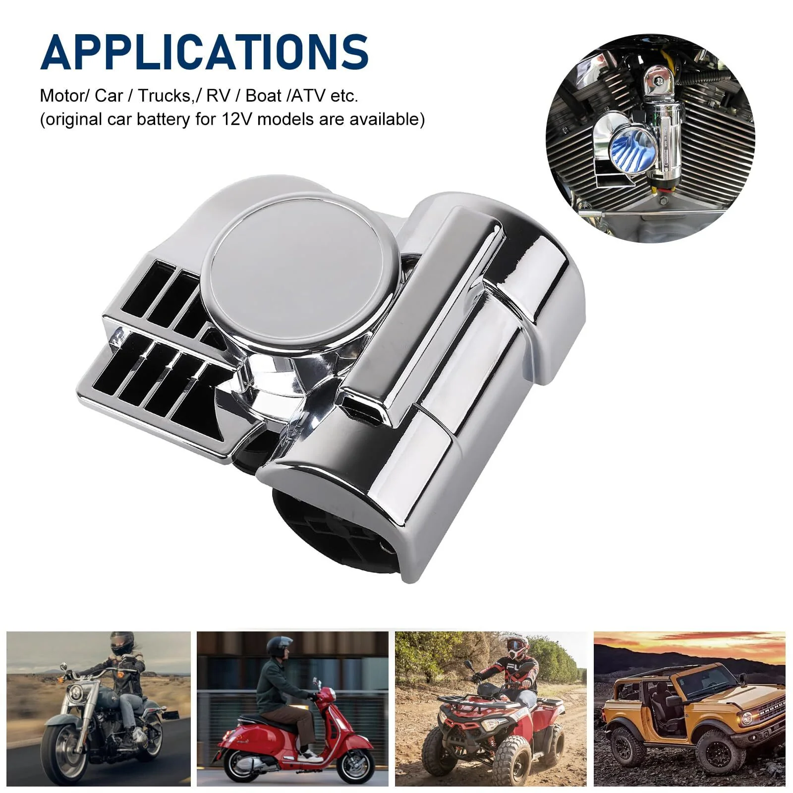 150dB Loud 12V Air Horn for Car Motorcycle Truck Boat Pickup Train - Image 3