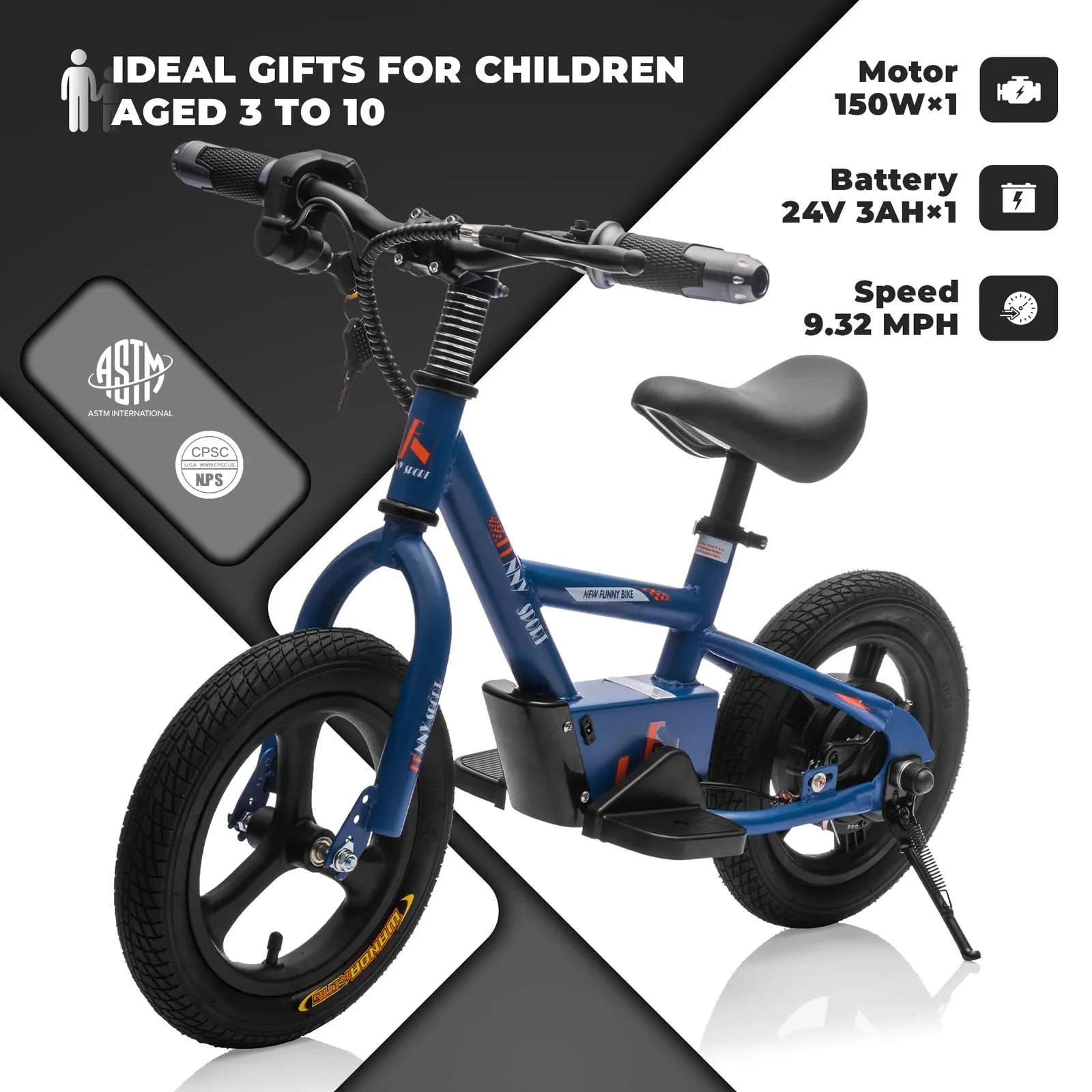 24V Kids Electric Dirt Bike 150W Ride-On Motorcycle Blue - Image 5
