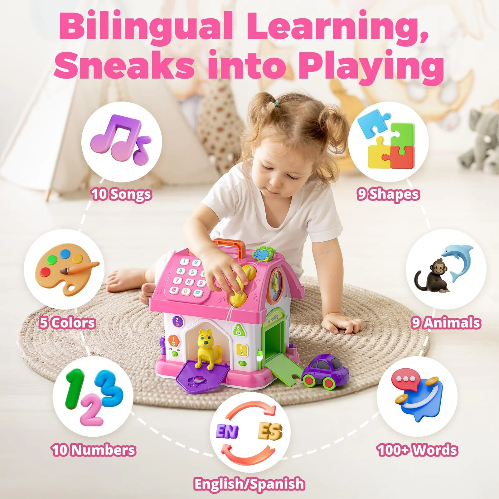 Musical Bilingual Educational Montessori Toy for 1-Year-Old Girls - Image 3