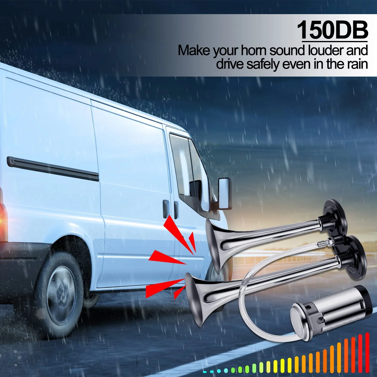 2-Pack 12V 150dB Loud Air Horn Kit for Trucks, Boats, and Cars with Air Compressor - Image 7