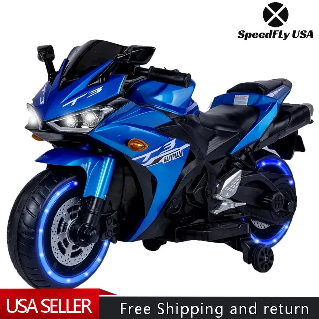 12V Kids Ride-On Motorcycle with Hand Racing and Foot Brake, Light-Up Wheels - Image 2