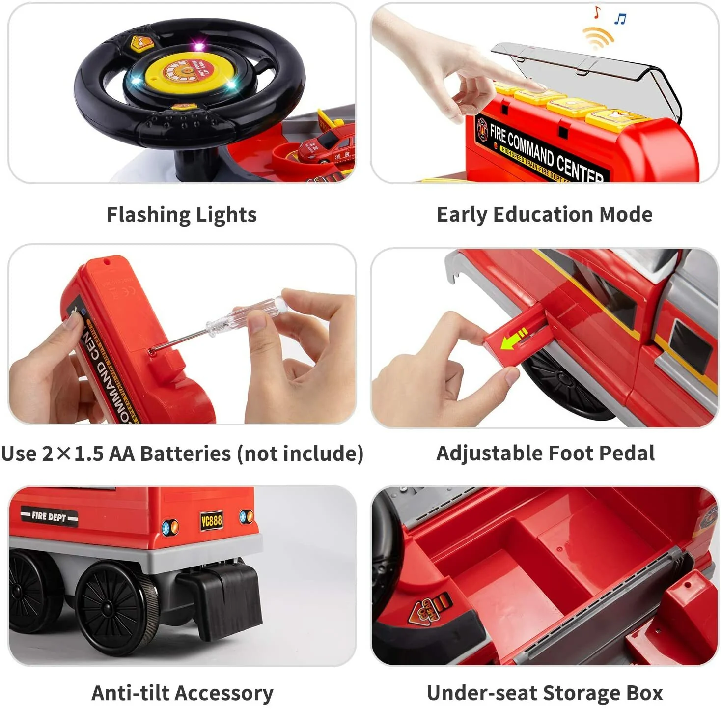 Electric High-Speed Ride-On Firefighting Rail Train Toy - Image 3