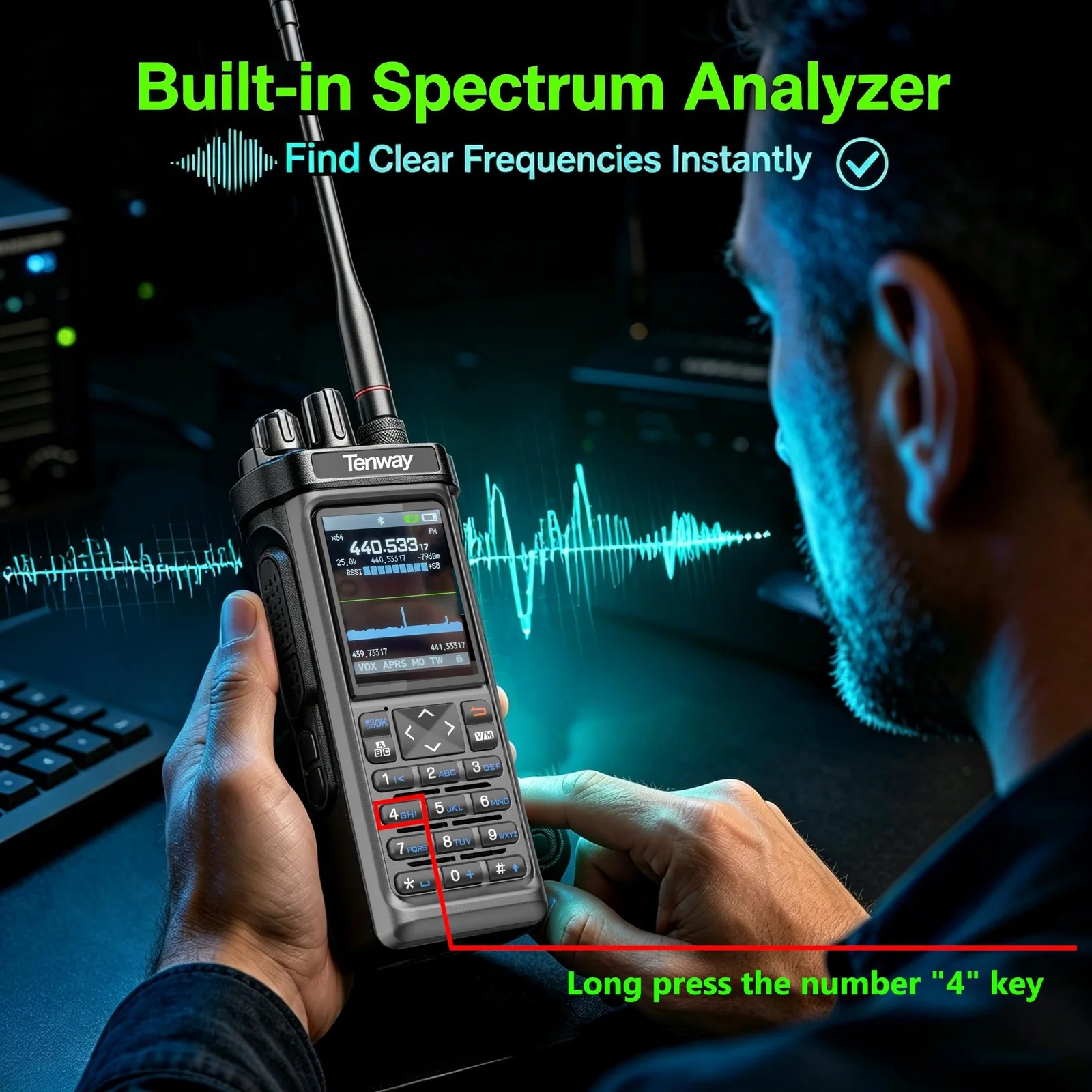 Tenway TP-900 Pro 10W Portable Ham Radio with GPS, APRS, and NOAA Features - Image 8