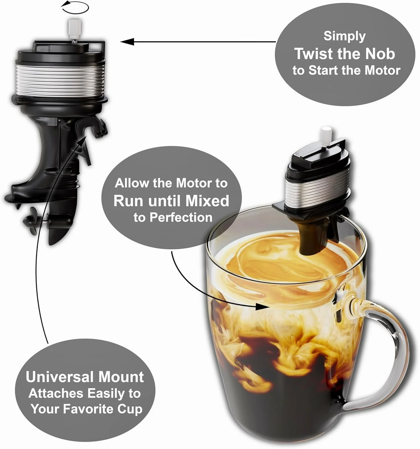 HMC Motor Mixer - Fun Wind-Up Boat Motor Coffee Stirrer Mini B - Image 4