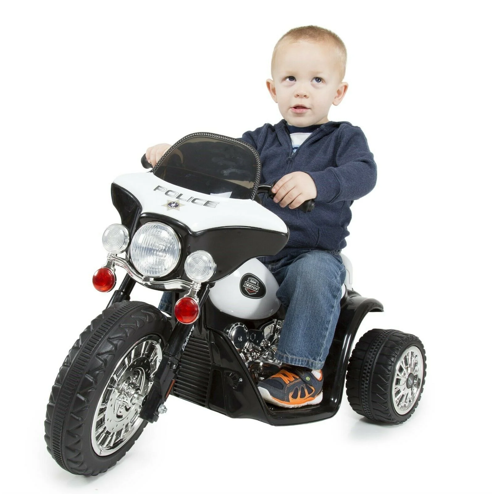 Three-Wheeled Battery Operated Police Chopper Trike Ride-On Toy for Ages 2-3 Years - Image 2