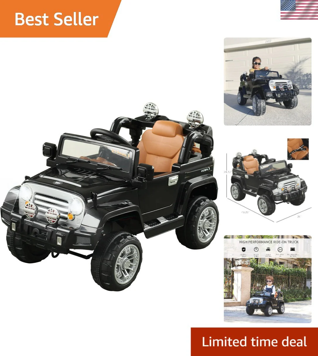 12V Kids Ride-On Truck with Remote Control and MP3 Connectivity in Black - Image 12