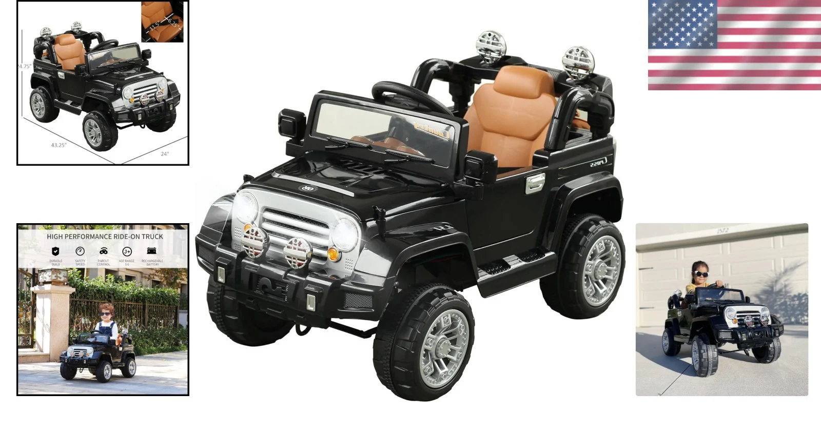 12V Kids Ride-On Truck with Remote Control and MP3 Connectivity in Black - Image 2