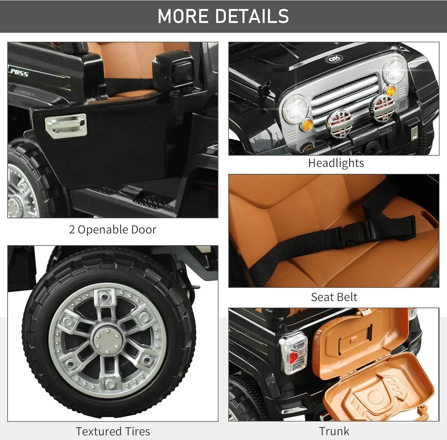 12V Kids Ride-On Truck with Remote Control and MP3 Connectivity in Black - Image 7