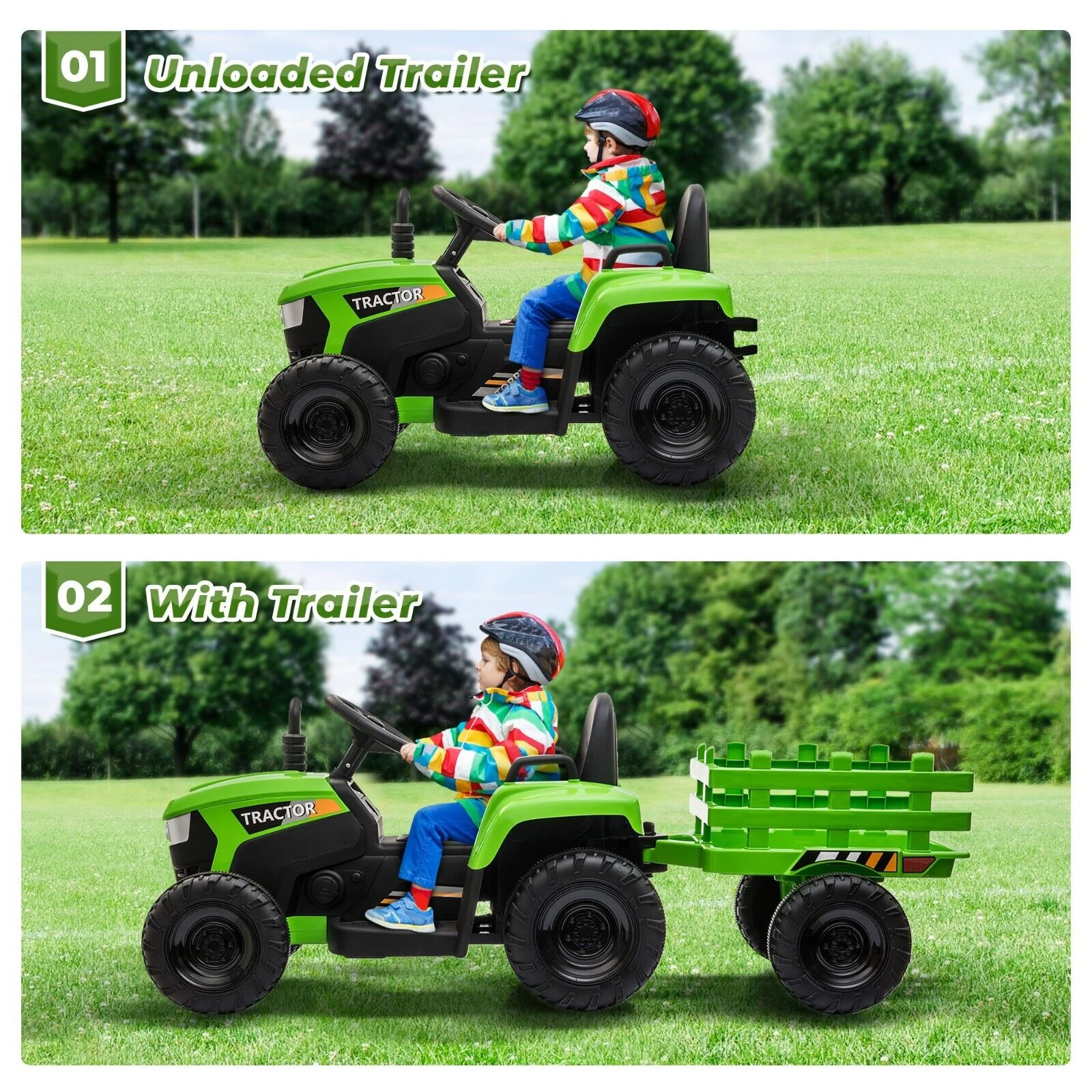 TOBBI 12V Battery-Powered Toy Tractor with Trailer for Kids - Electric Ride-On Vehicle - Image 13