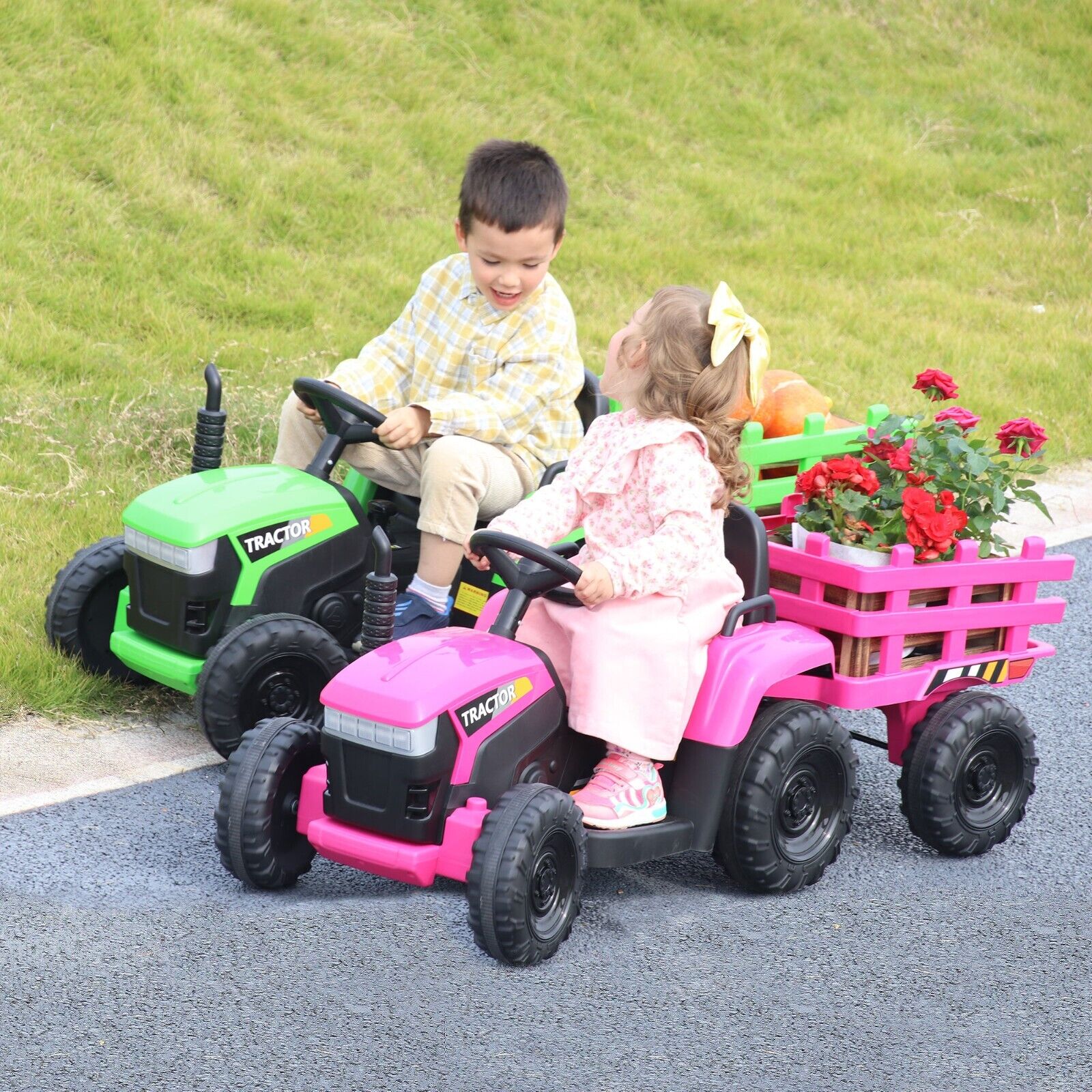 TOBBI 12V Battery-Powered Tractor Ride-On with Trailer for Kids - Electric Vehicle Fun! - Image 13