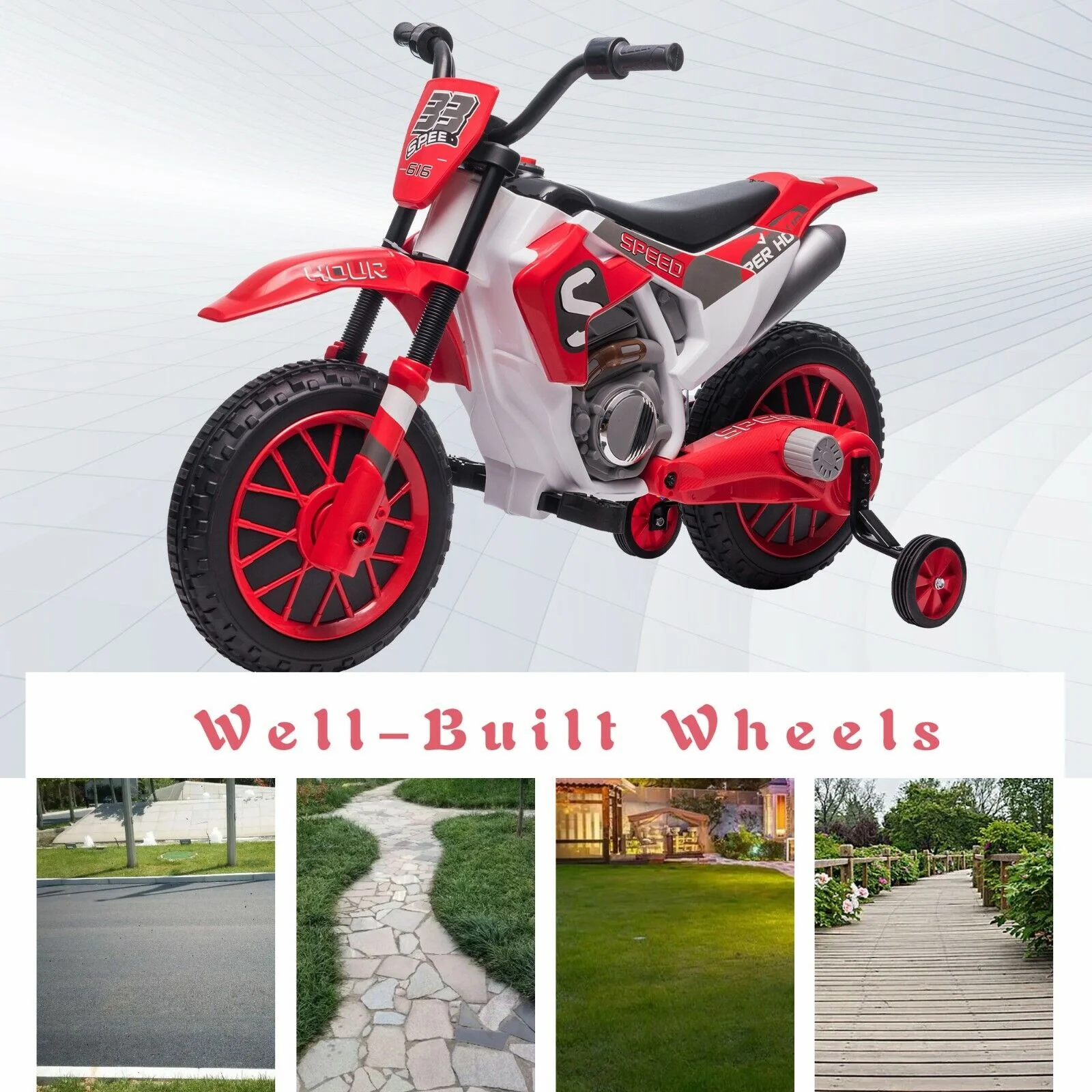 TOBBI 12V Electric Dirt Bike for Kids with Training Wheels - Realistic Motorbike Experience - Image 27