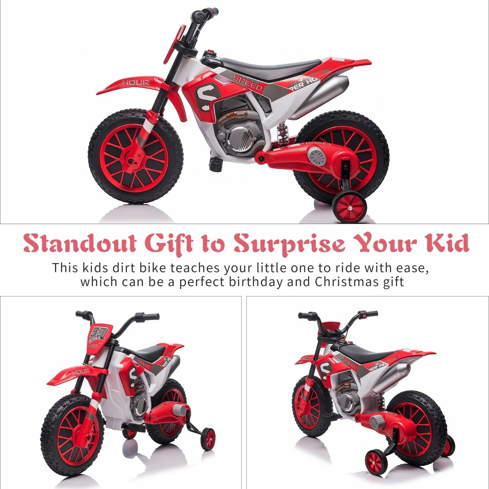 TOBBI 12V Electric Dirt Bike for Kids with Training Wheels - Realistic Motorbike Experience - Image 29