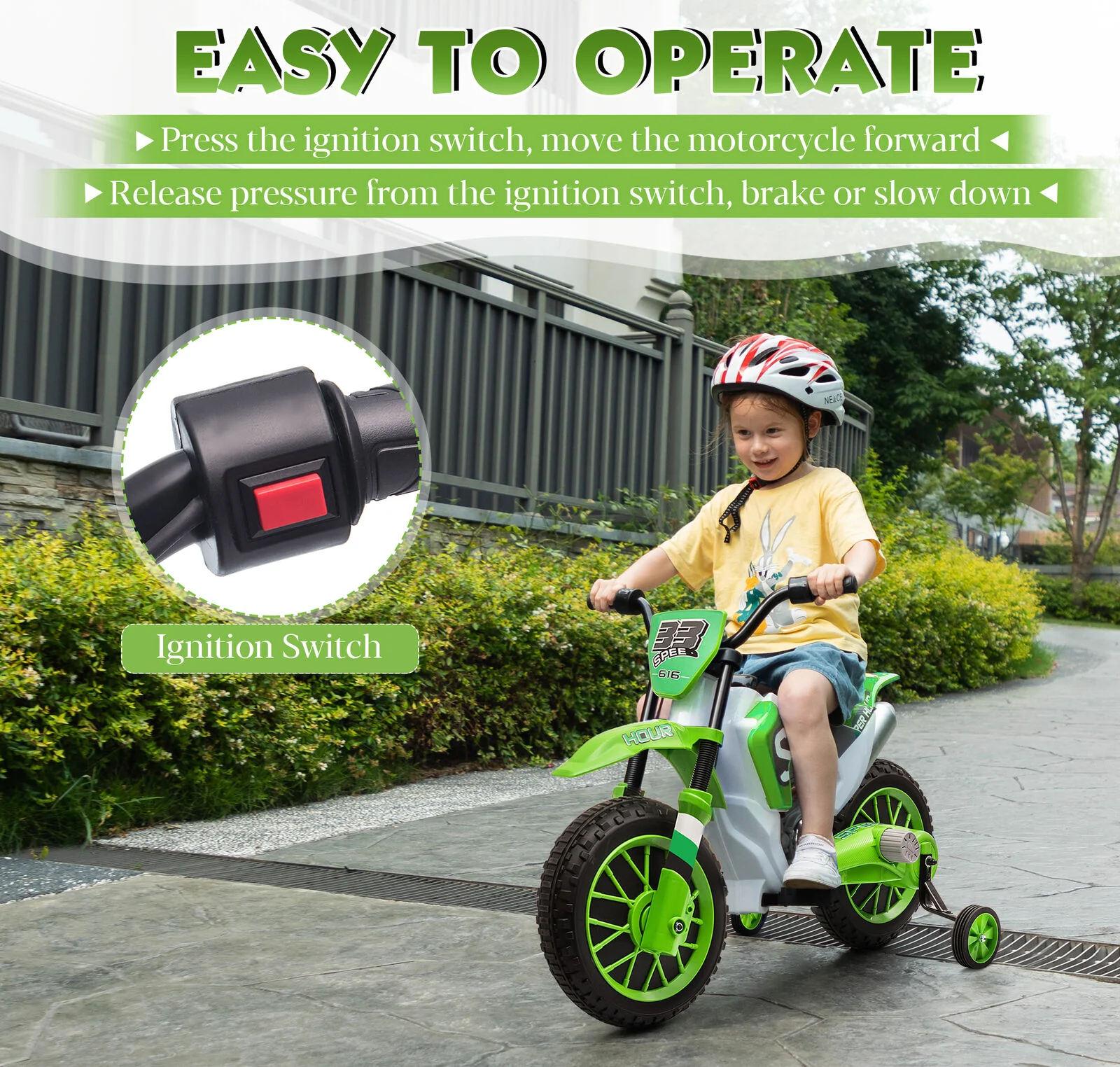 TOBBI 12V Electric Dirt Bike for Kids with Training Wheels - Realistic Motorbike Experience - Image 34