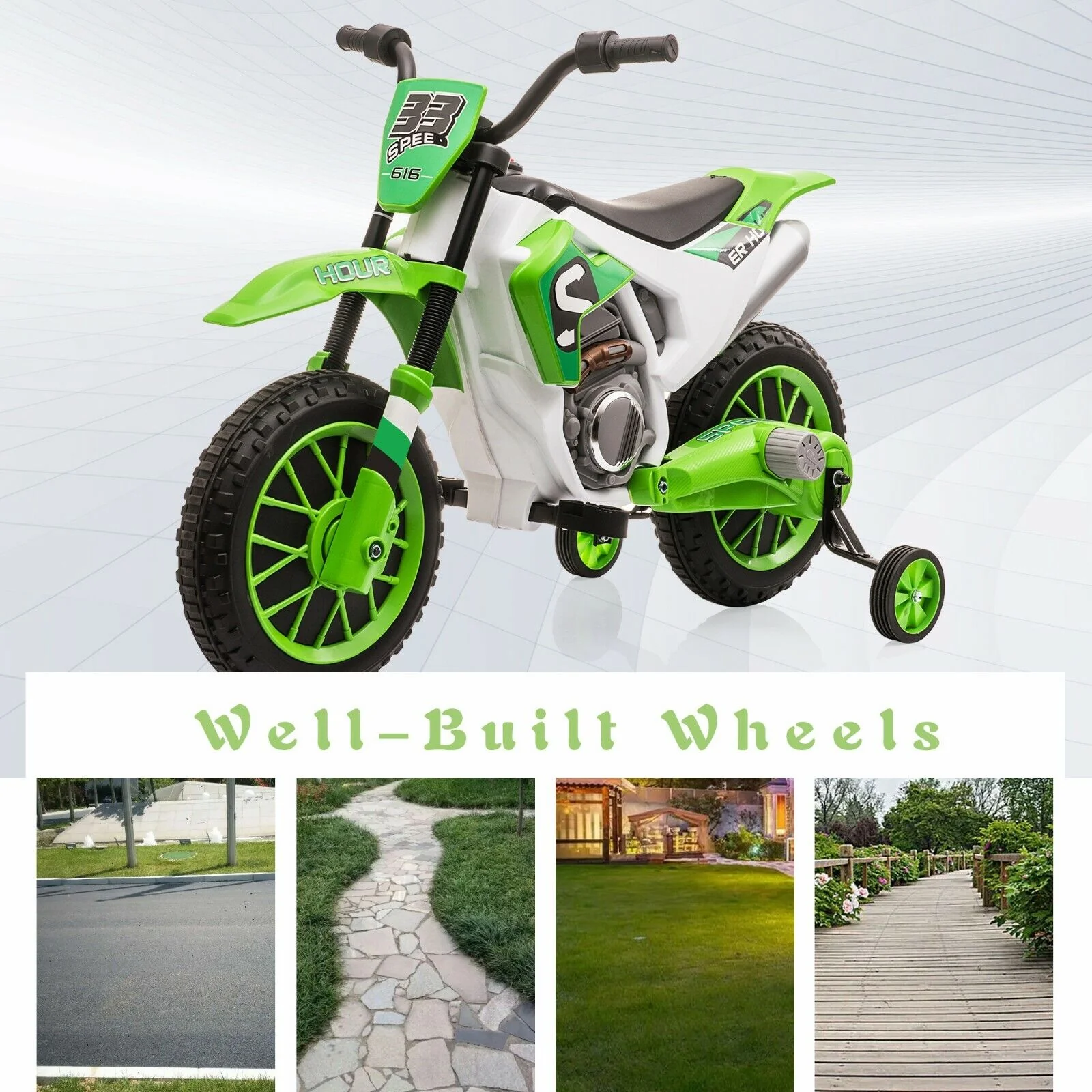 TOBBI 12V Electric Dirt Bike for Kids with Training Wheels - Realistic Motorbike Experience - Image 40