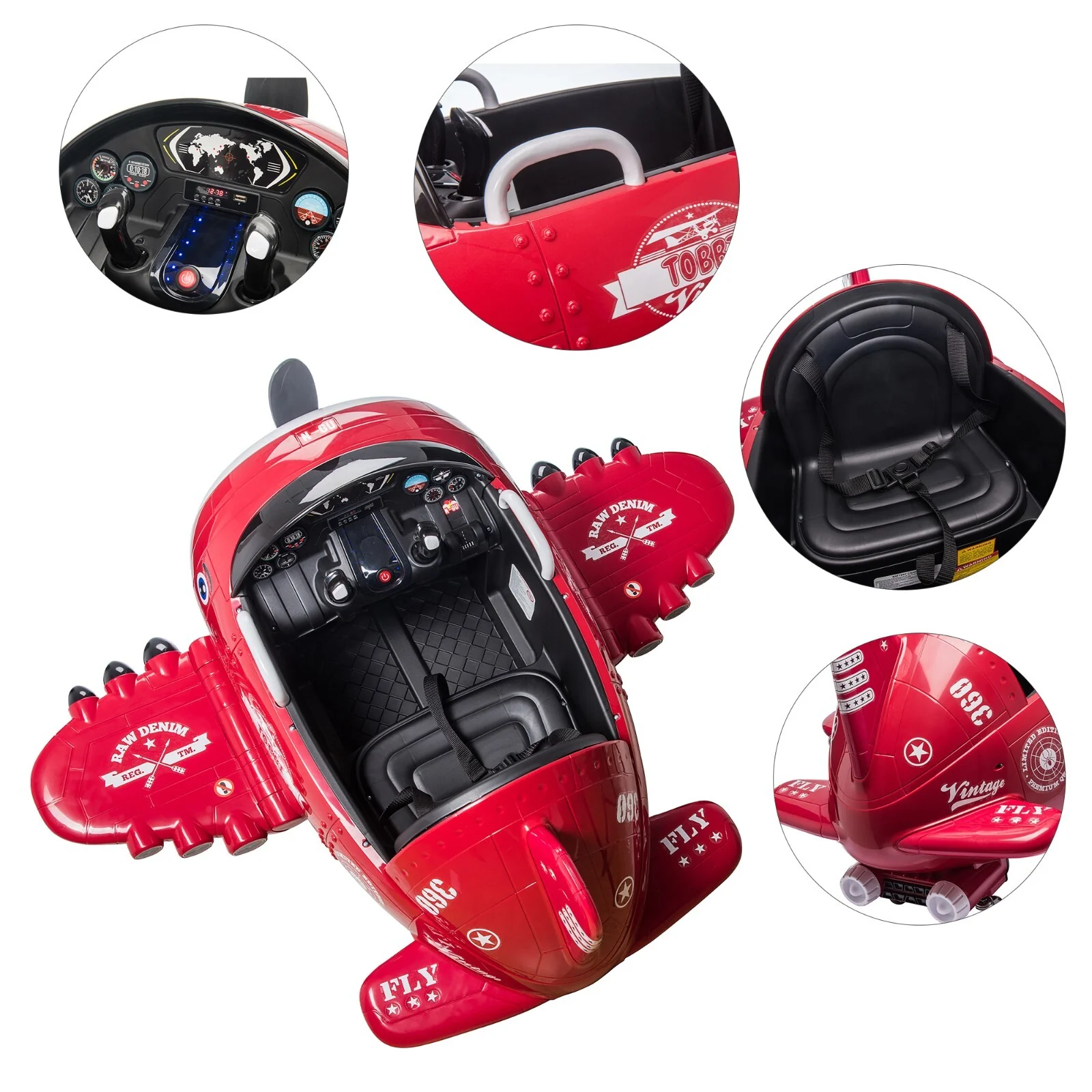 12V Electric Kids Ride-On Airplane Car with Joystick Control for Ages 3-6 - Image 5