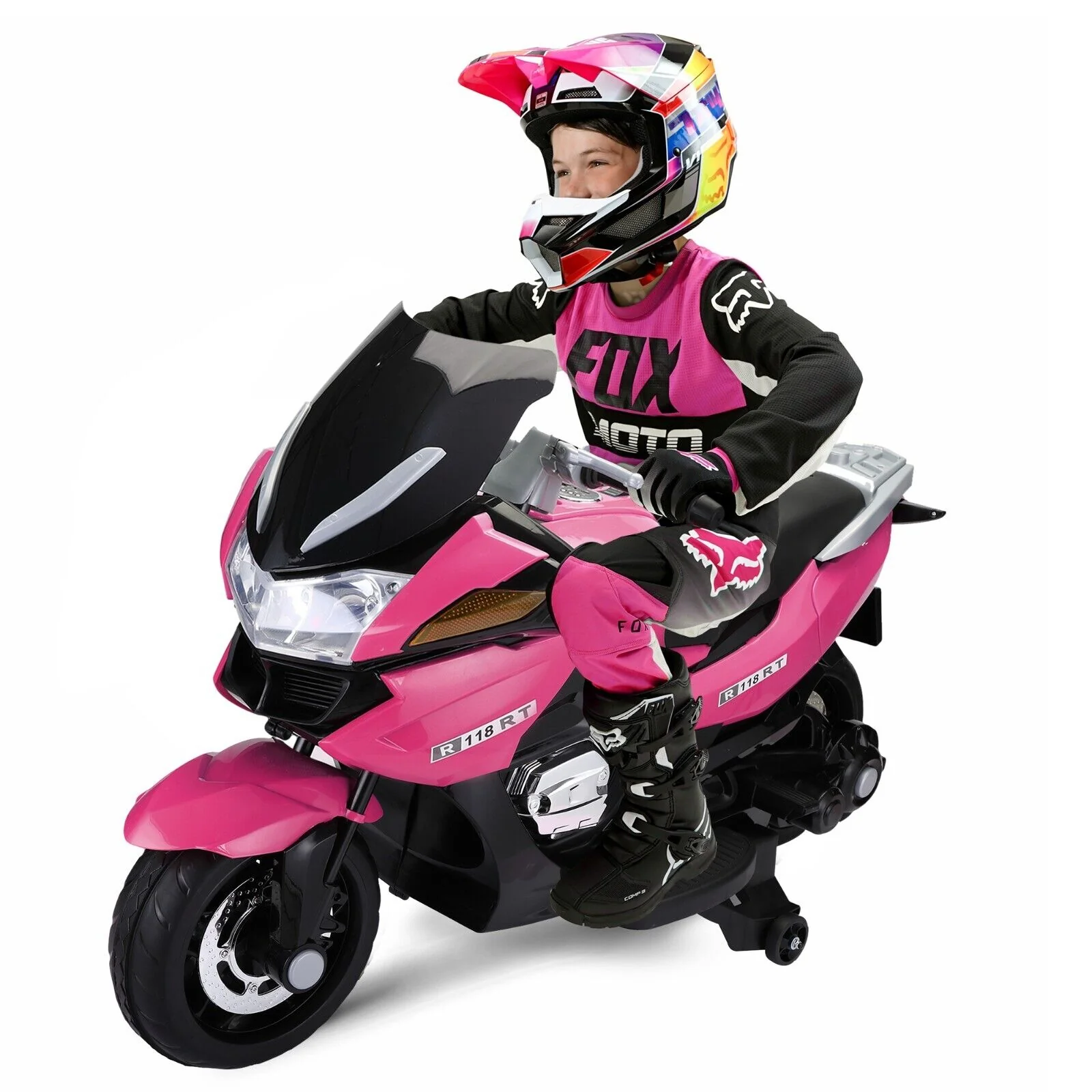TOBBI 12V Electric Motorcycle for Kids with Training Wheels - Battery Powered Ride-On Toy - Image 5