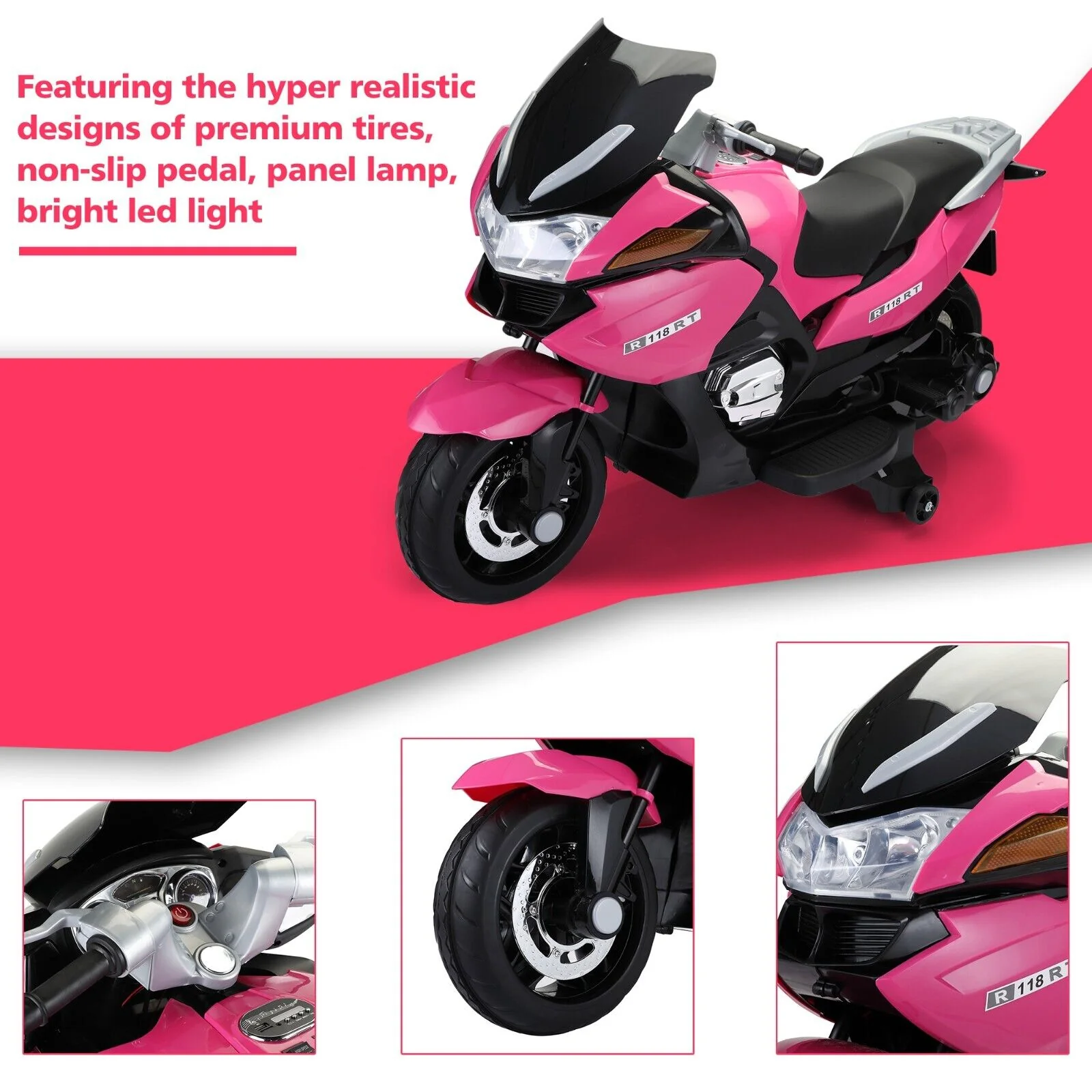 TOBBI 12V Electric Motorcycle for Kids with Training Wheels - Battery Powered Ride-On Toy - Image 9