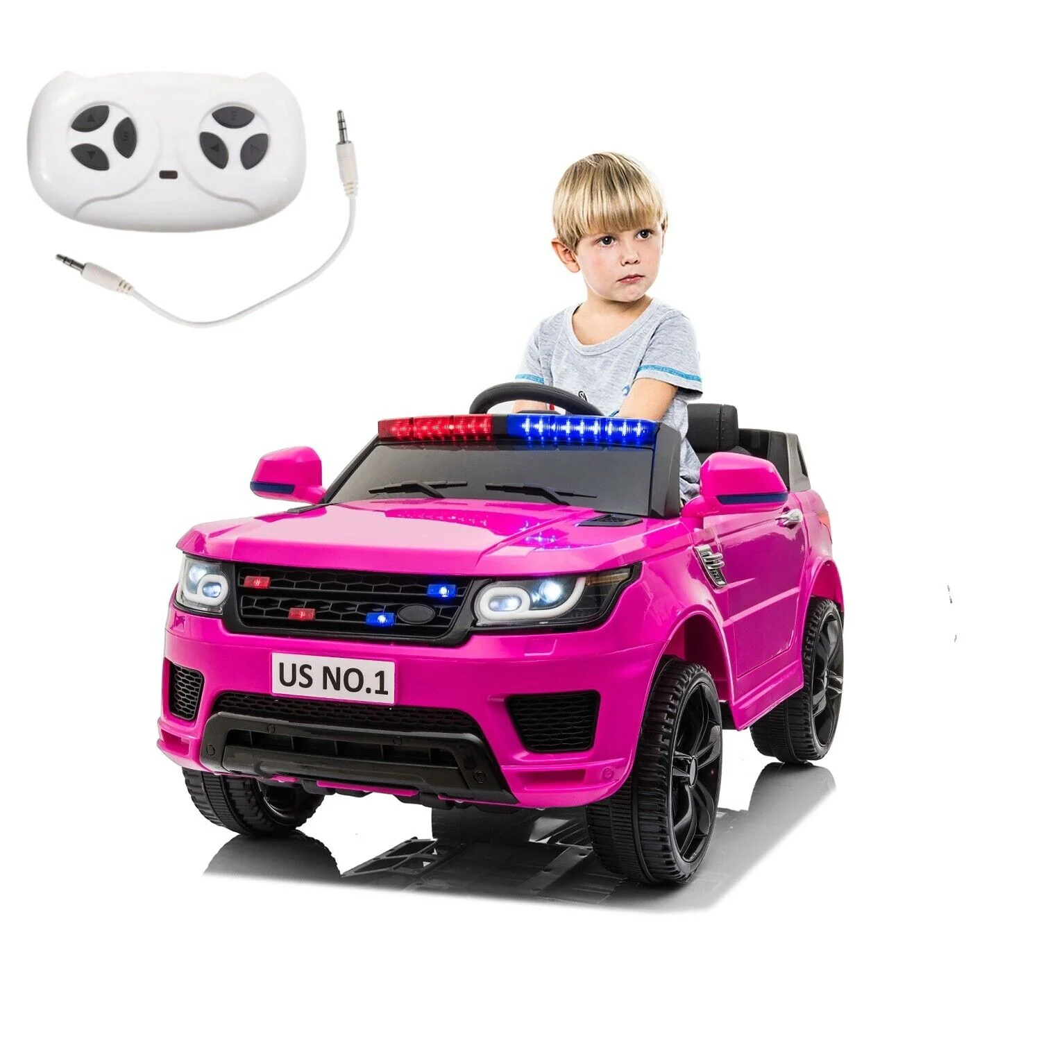 12V Battery-Powered Electric Police SUV Toy Car with Remote Control - Image 2