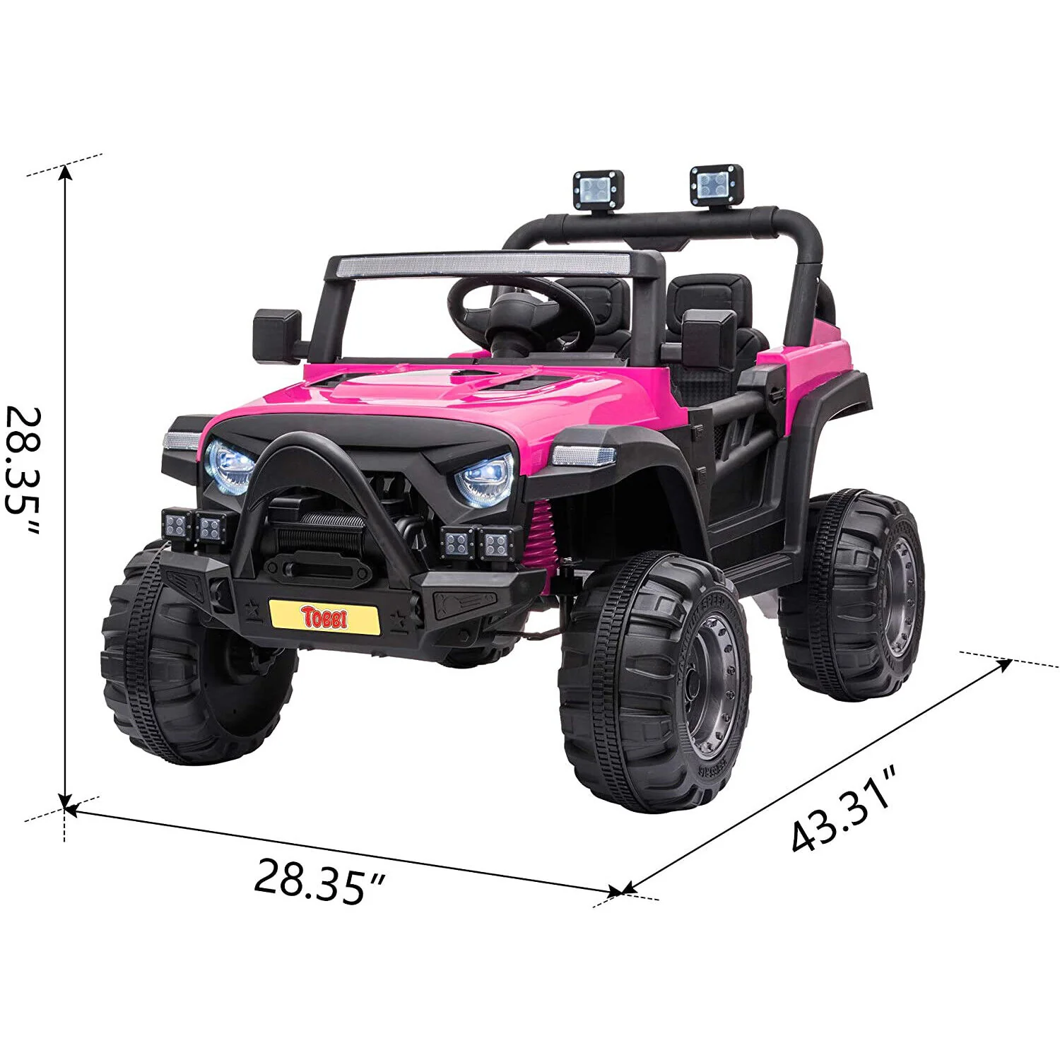 TOBBI 12V Electric Remote Control Kids Ride On Truck in Rose Red - Image 3
