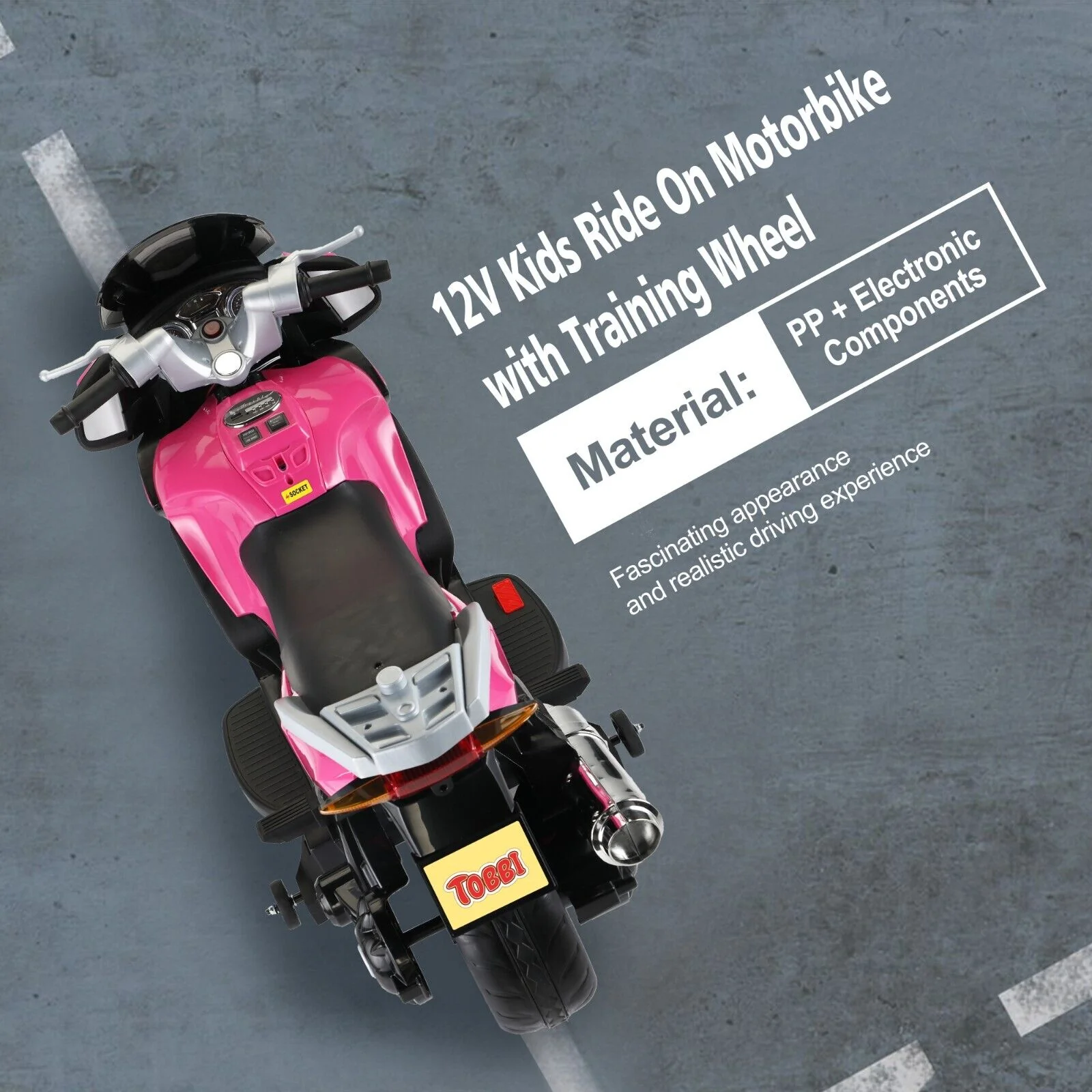 TOBBI 12V Electric Ride-On Motorcycle for Kids with Training Wheels - Image 11