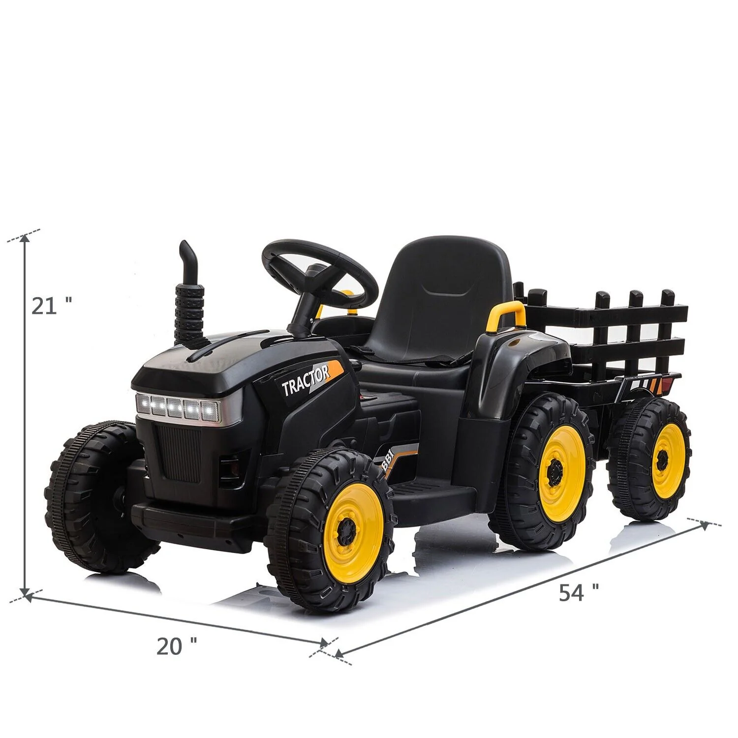 TOBBI 12V Electric Tractor Ride-On Car with Trailer for Kids - Battery Powered Toy Vehicle - Image 2