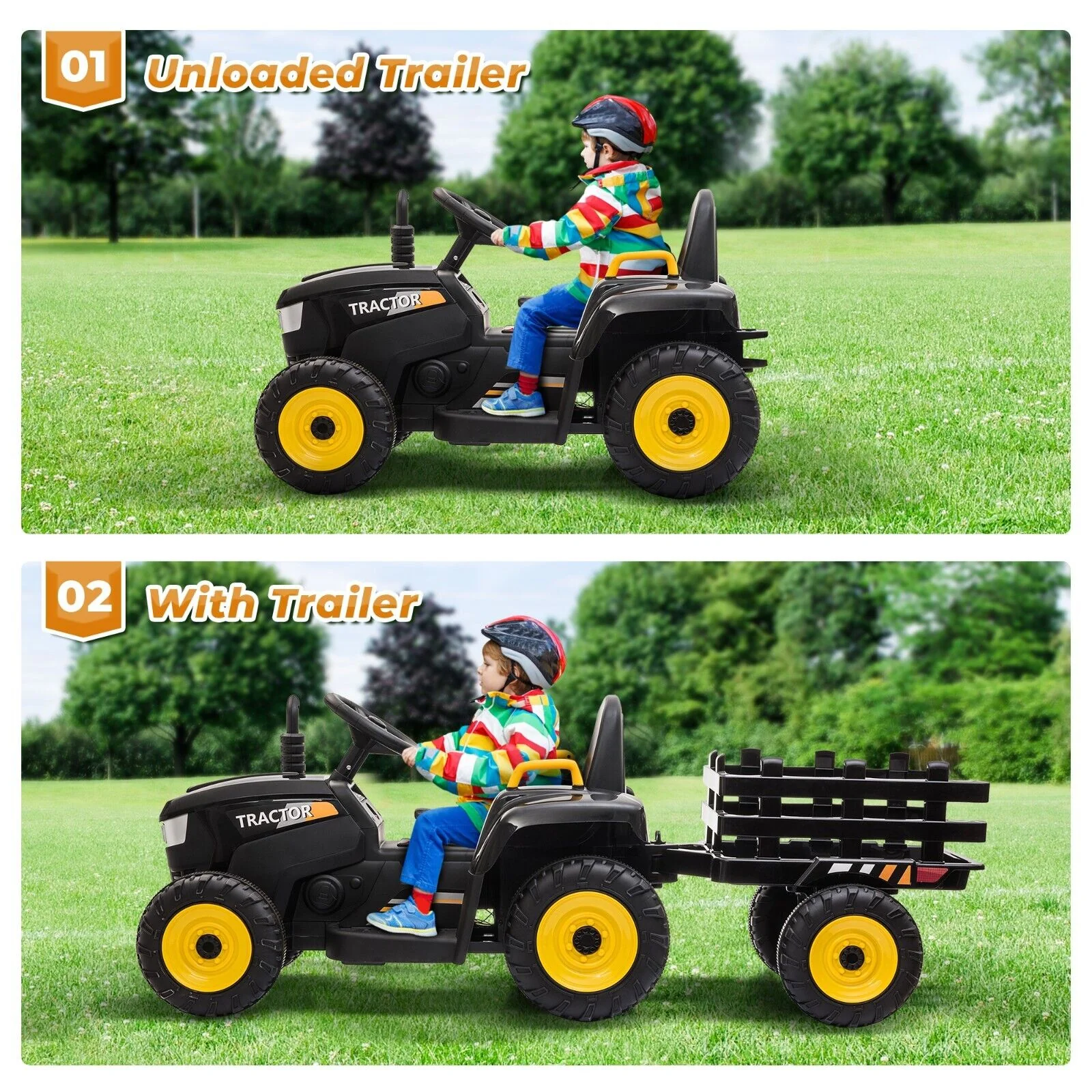 TOBBI 12V Electric Tractor Ride-On Toy with Trailer for Kids - Battery Powered Vehicle - Image 12