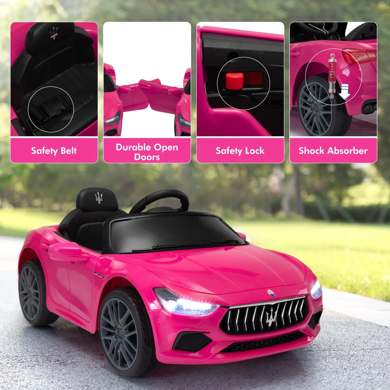 12V Electric Ride-On Car for Kids Licensed Maserati Ghibli with Remote Control - Image 11