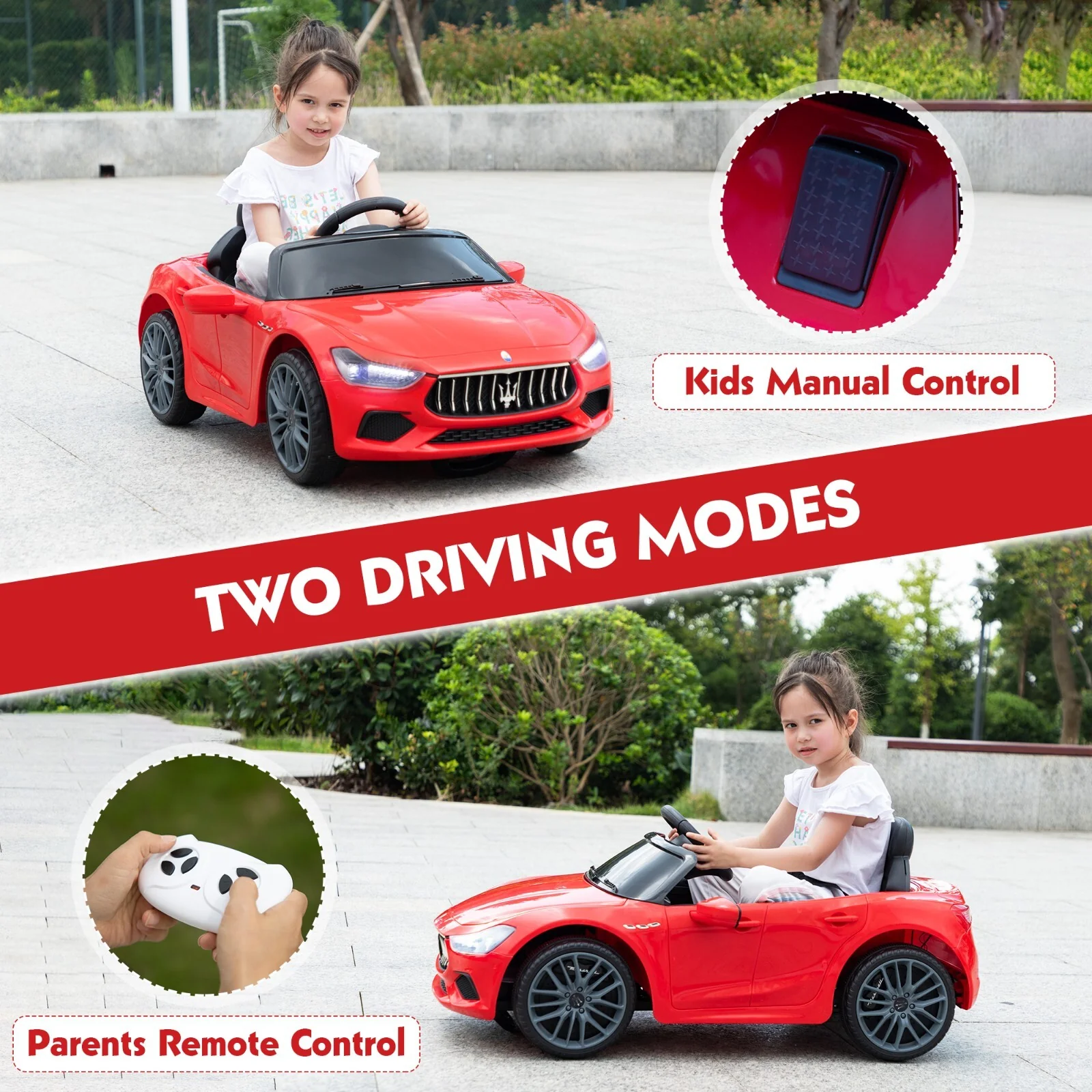 12V Licensed Maserati Ghibli Electric Ride-On Car Toy for Kids Boys and Girls - Image 6