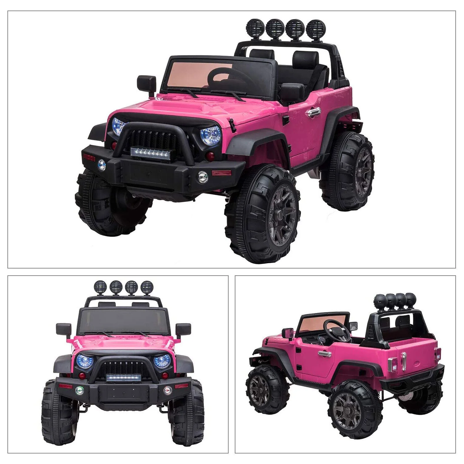 TOBBI 12V Kids Electric 2 Speed Jeep Wrangler Ride On Toy - Pink - Image 2