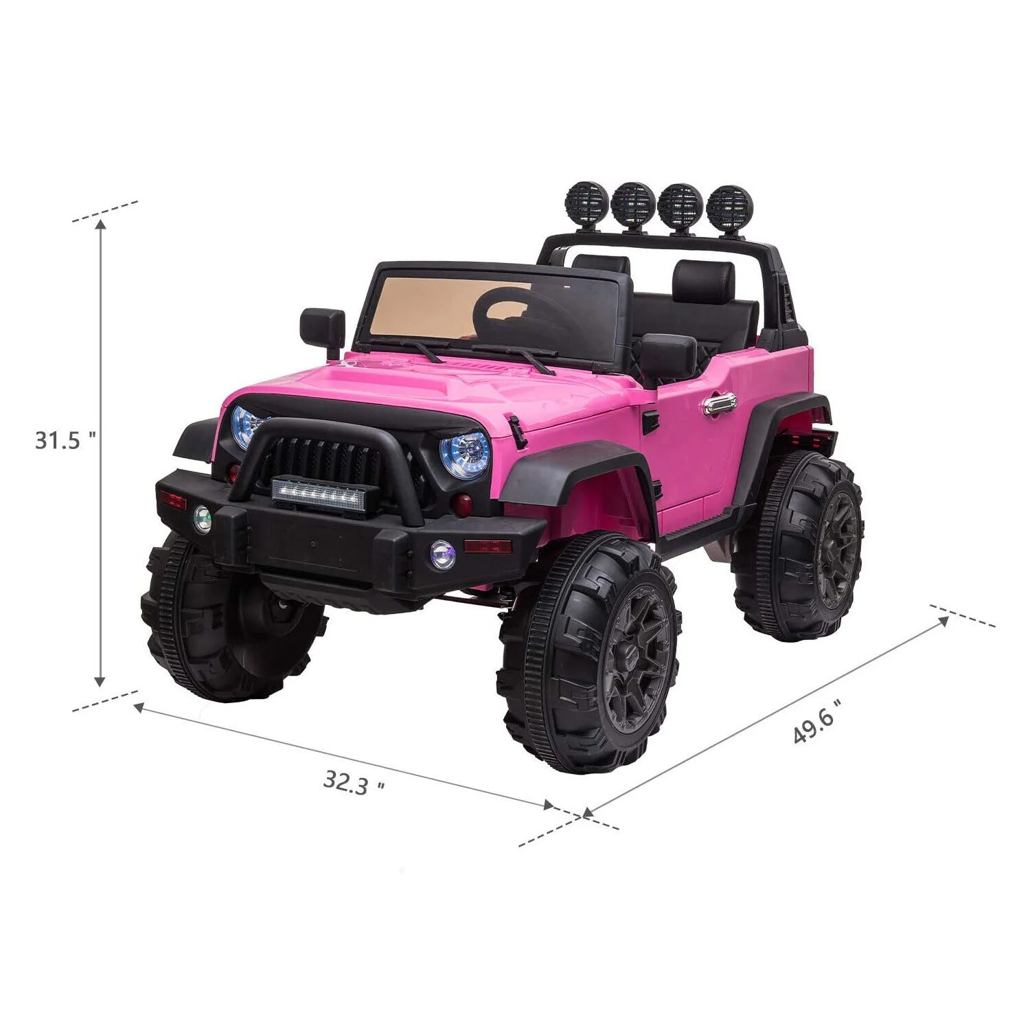 TOBBI 12V Kids Electric 2 Speed Jeep Wrangler Ride On Toy - Pink - Image 3