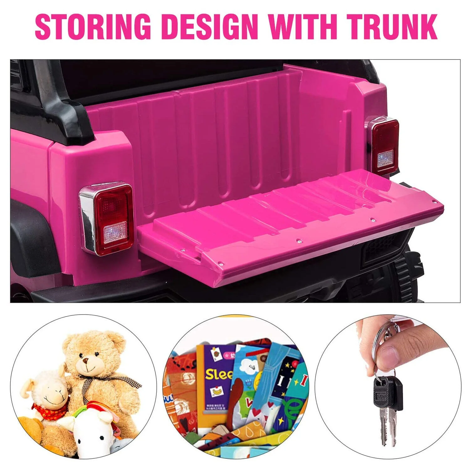 TOBBI 12V Kids Electric 2 Speed Jeep Wrangler Ride On Toy - Pink - Image 7