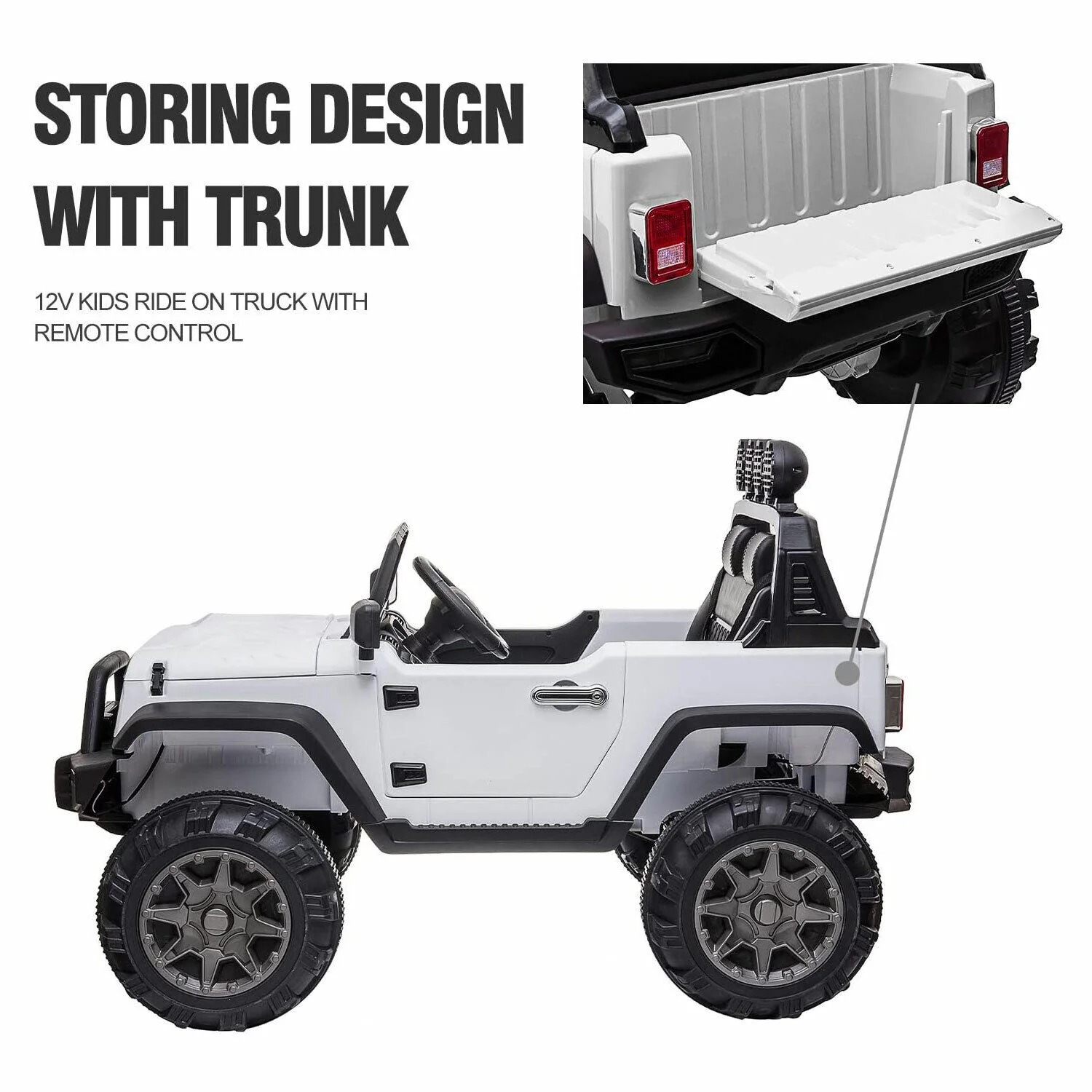 TOBBI 12V Kids Electric 2 Speed Open Top SUV Ride On Toy, White - Image 6